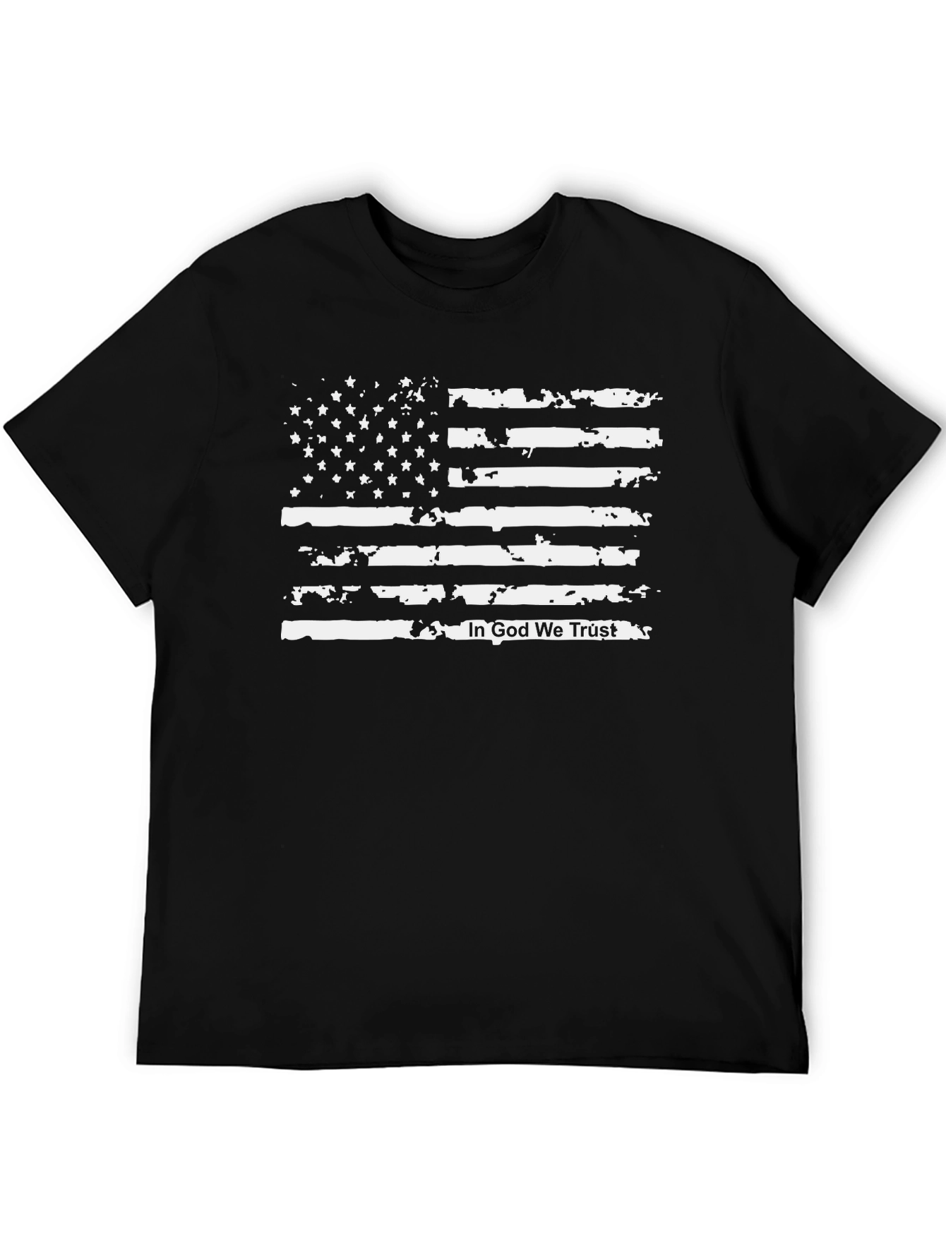 Black Distressed American Flag Graphic T-Shirt view 5