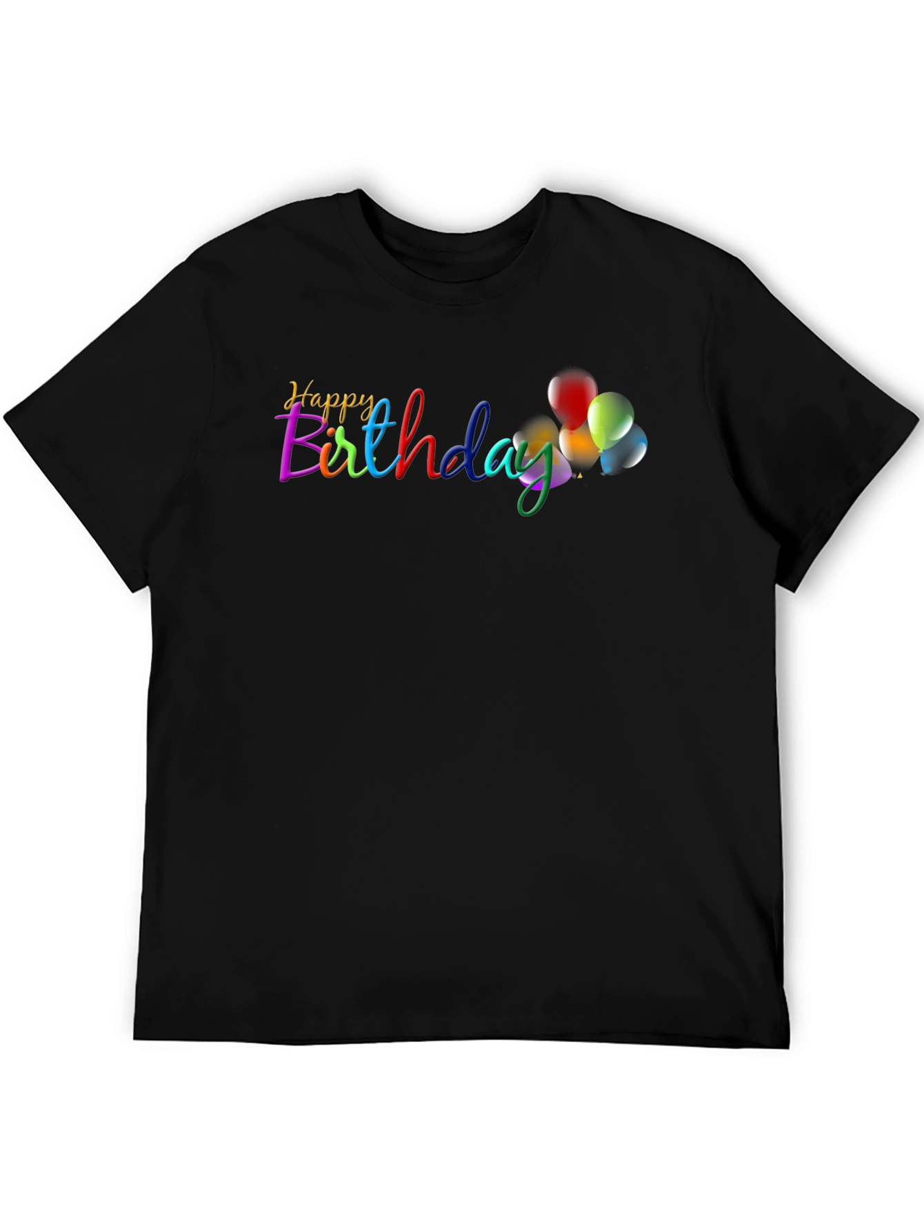 Black Happy Birthday Graphic T-Shirt - Colorful Balloons! view 5