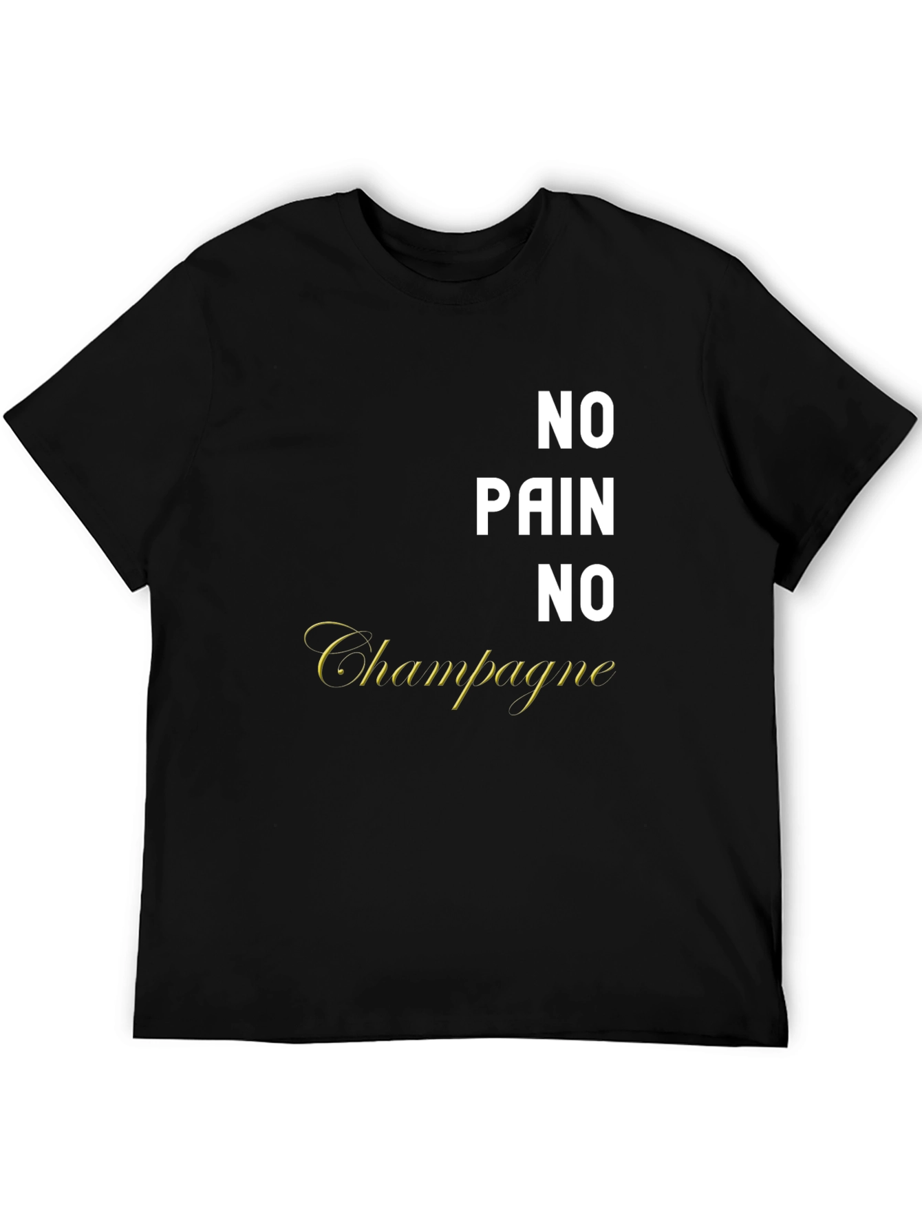 Black No Pain No Champagne Graphic T-Shirt view 5