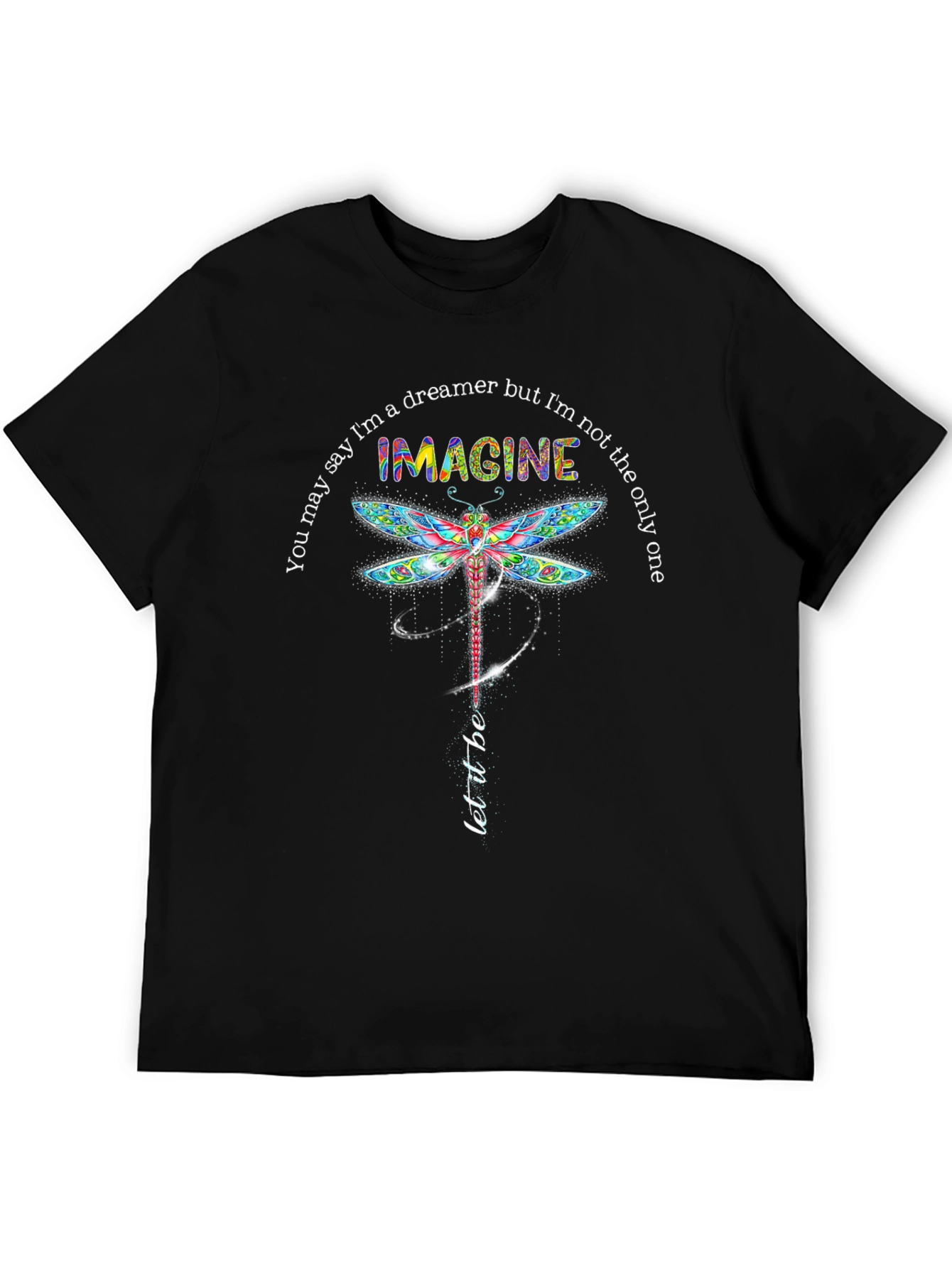 Black Imagine Dragonfly Graphic Tee - Let it Be view 5