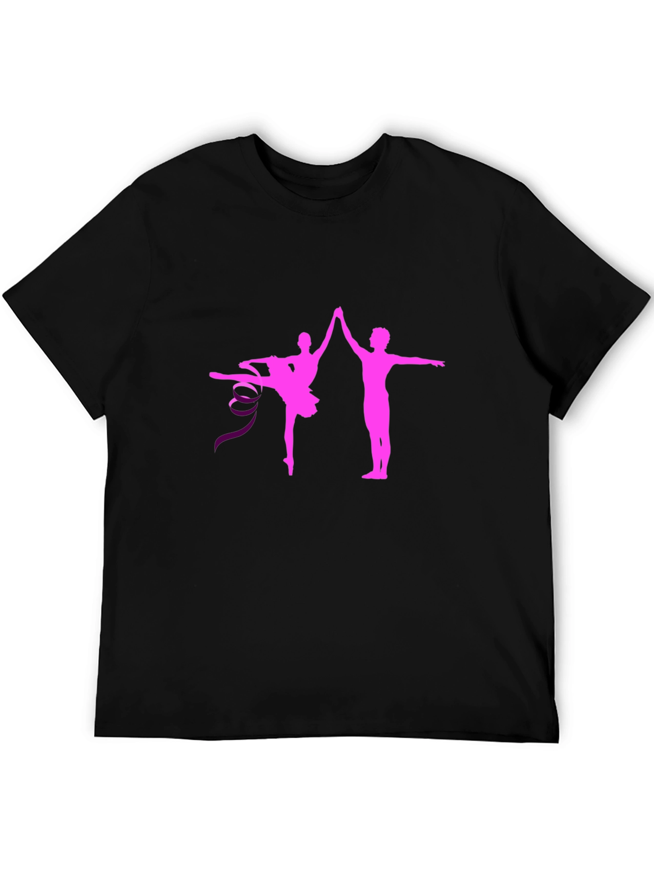 Black Ballet Dance Graphic Tee - Pink Silhouette view 5