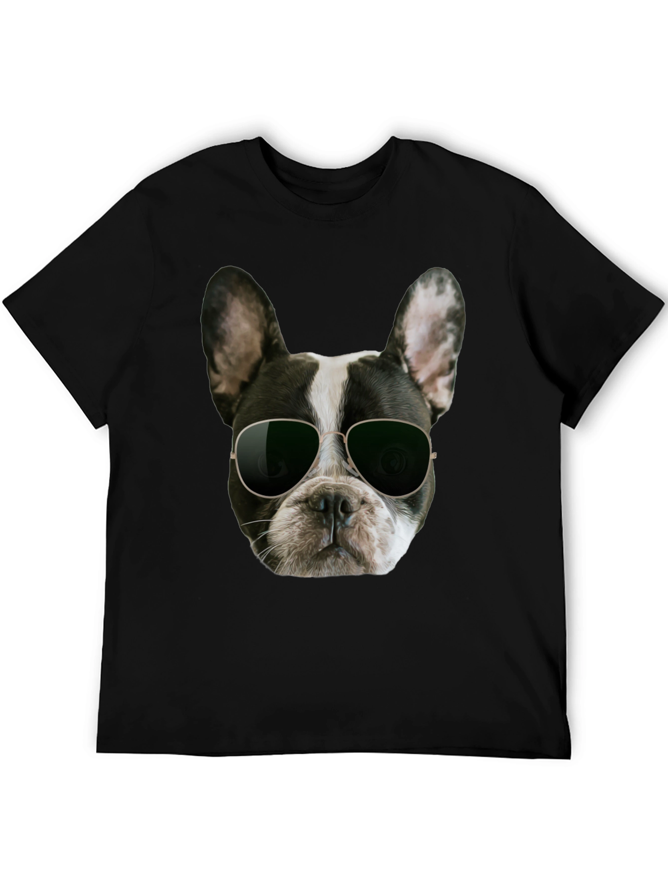 Black Cool Dog Graphic T-Shirt - Black Cotton Blend view 5