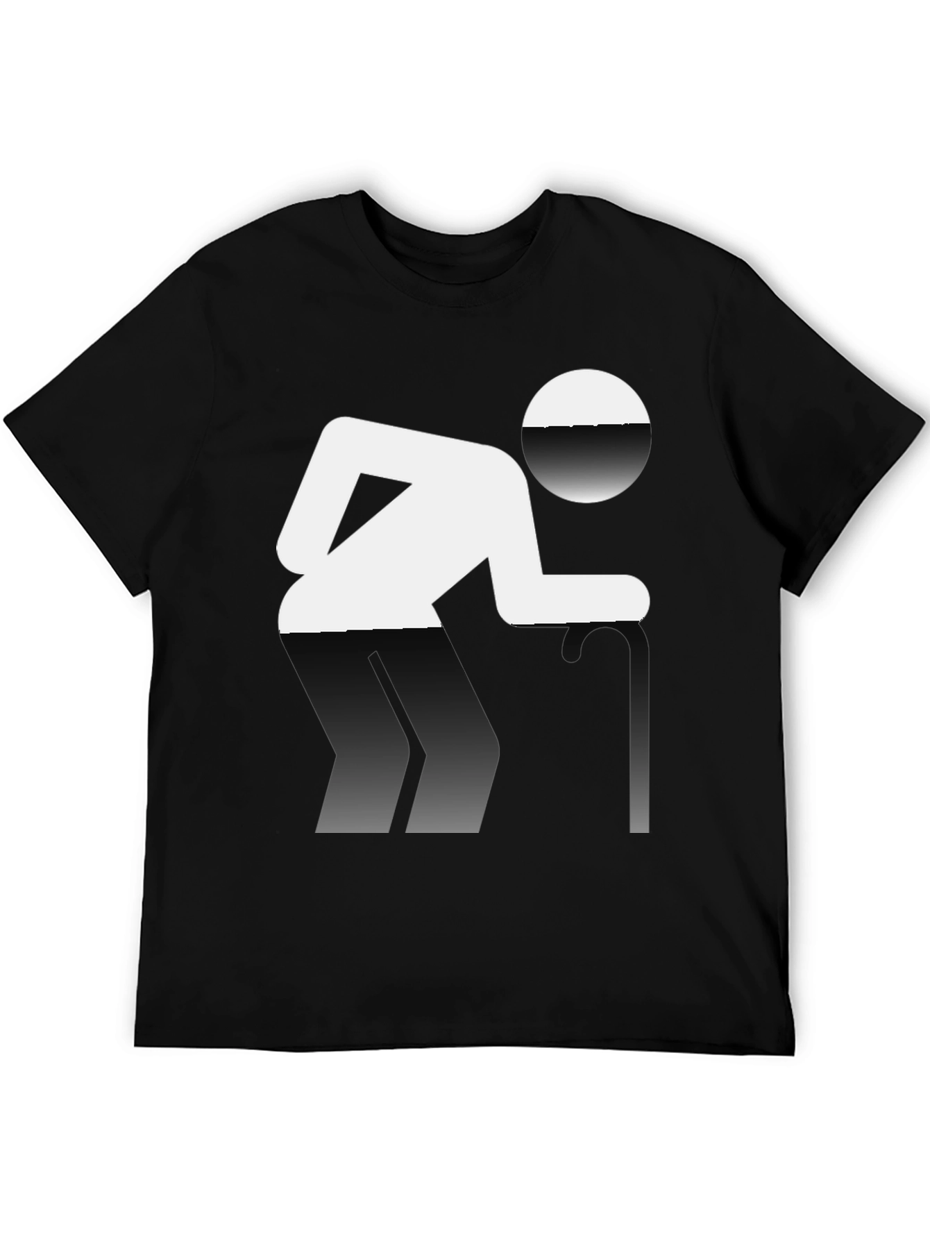 Black Novelty T-Shirt: Funny Pictogram Design, Black Cotton Tee view 5