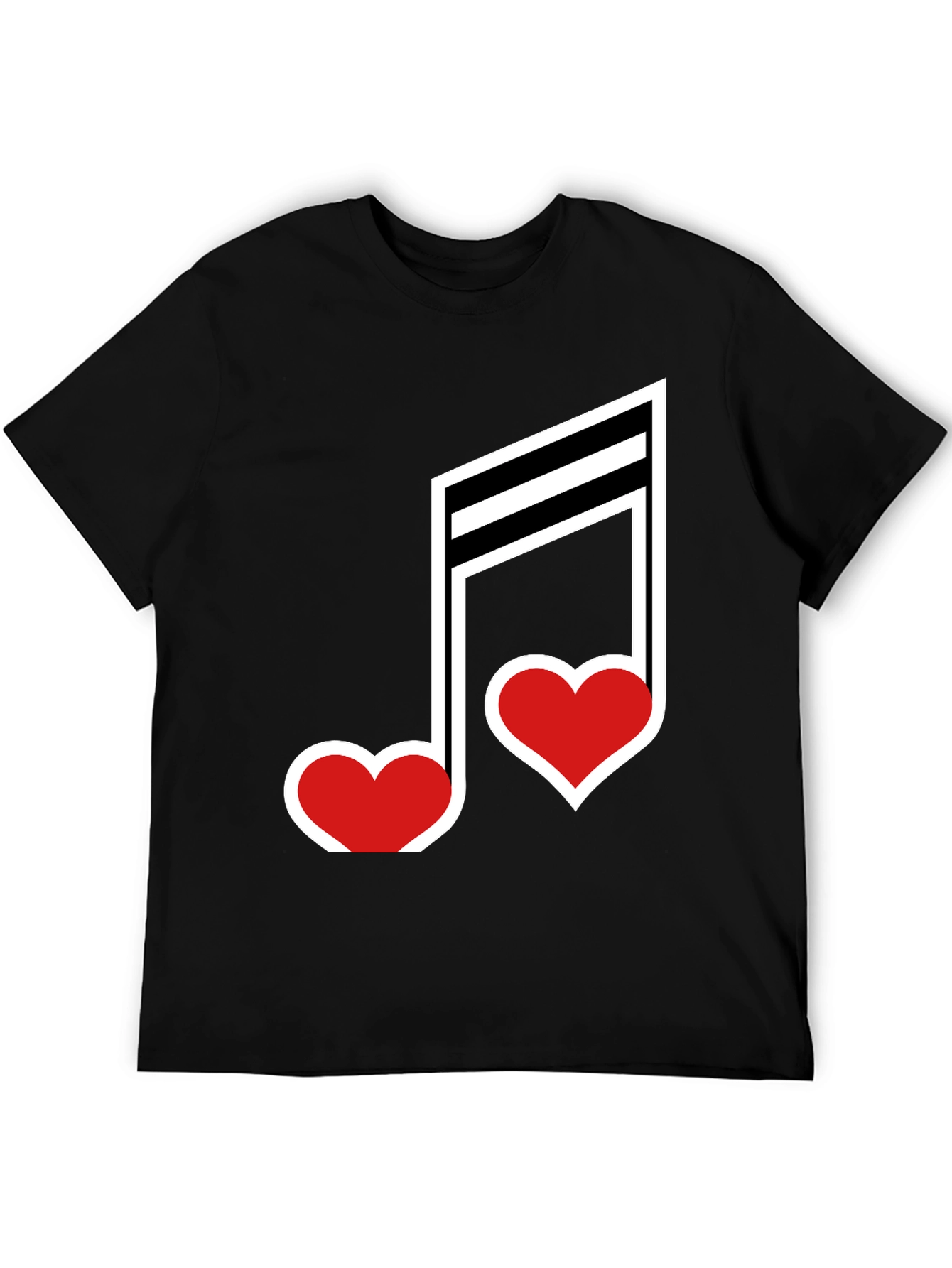 Black Musical Heart Note Graphic Tee - Black Cotton T-Shirt view 5