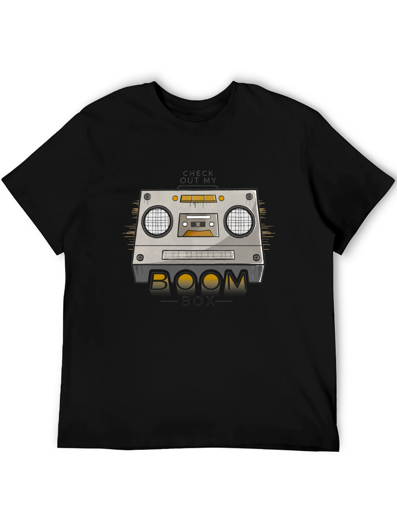 Black Retro Boombox Graphic T-Shirt - Vintage Music Style view 5