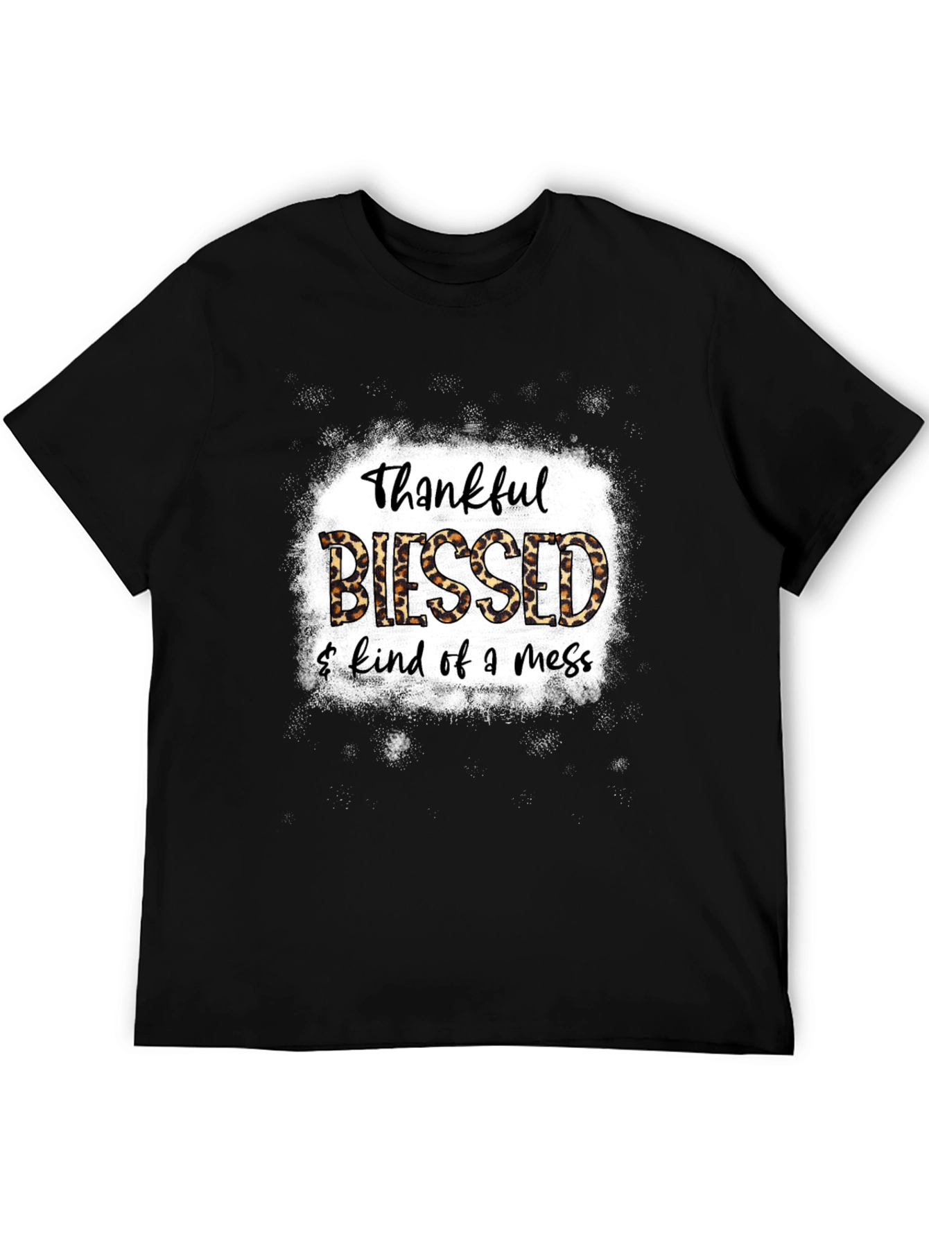 Black Thankful Blessed & Kind of a Mess T-Shirt view 5