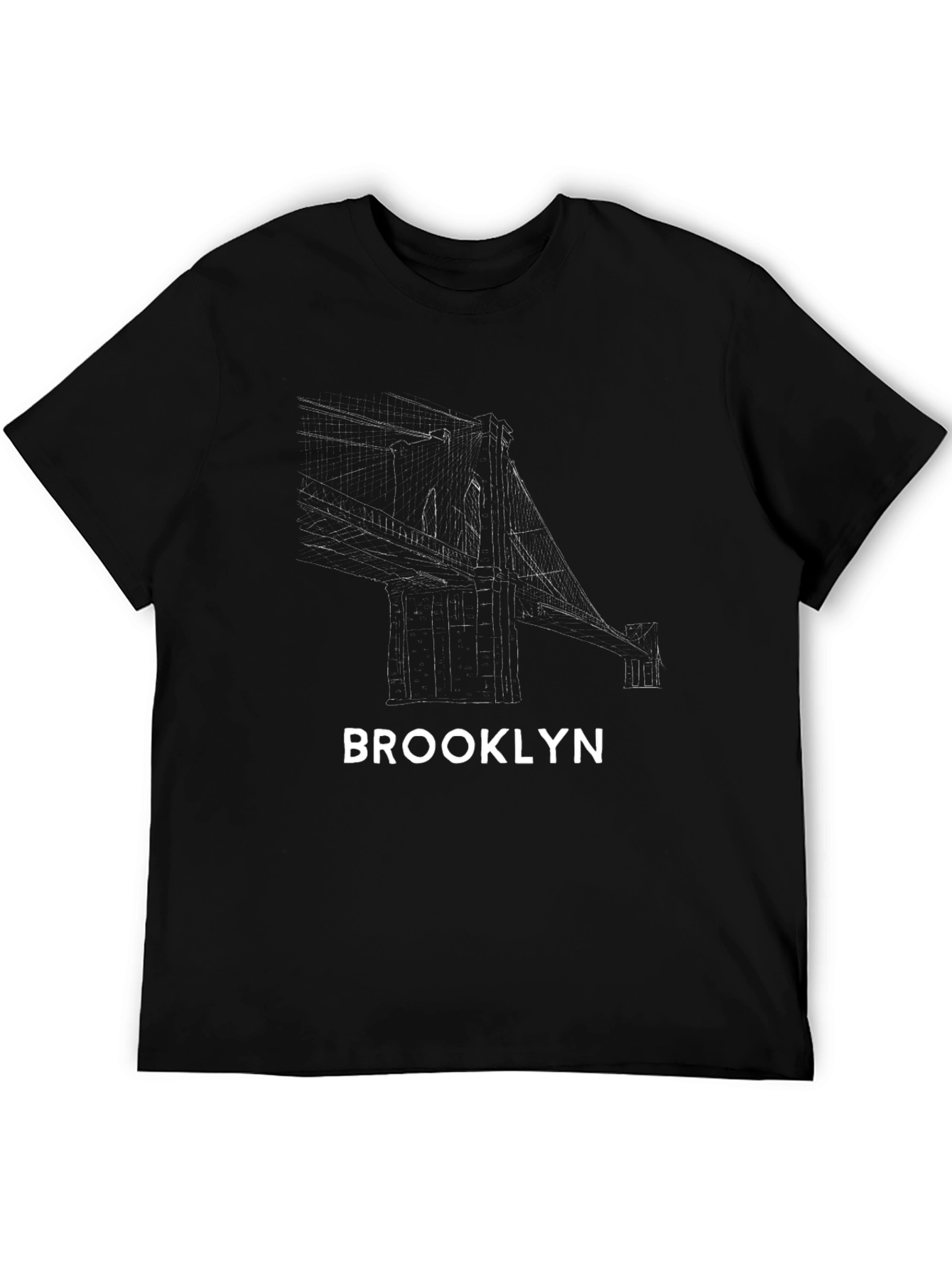 Black Brooklyn Bridge Graphic Tee - Black Cotton T-Shirt view 5