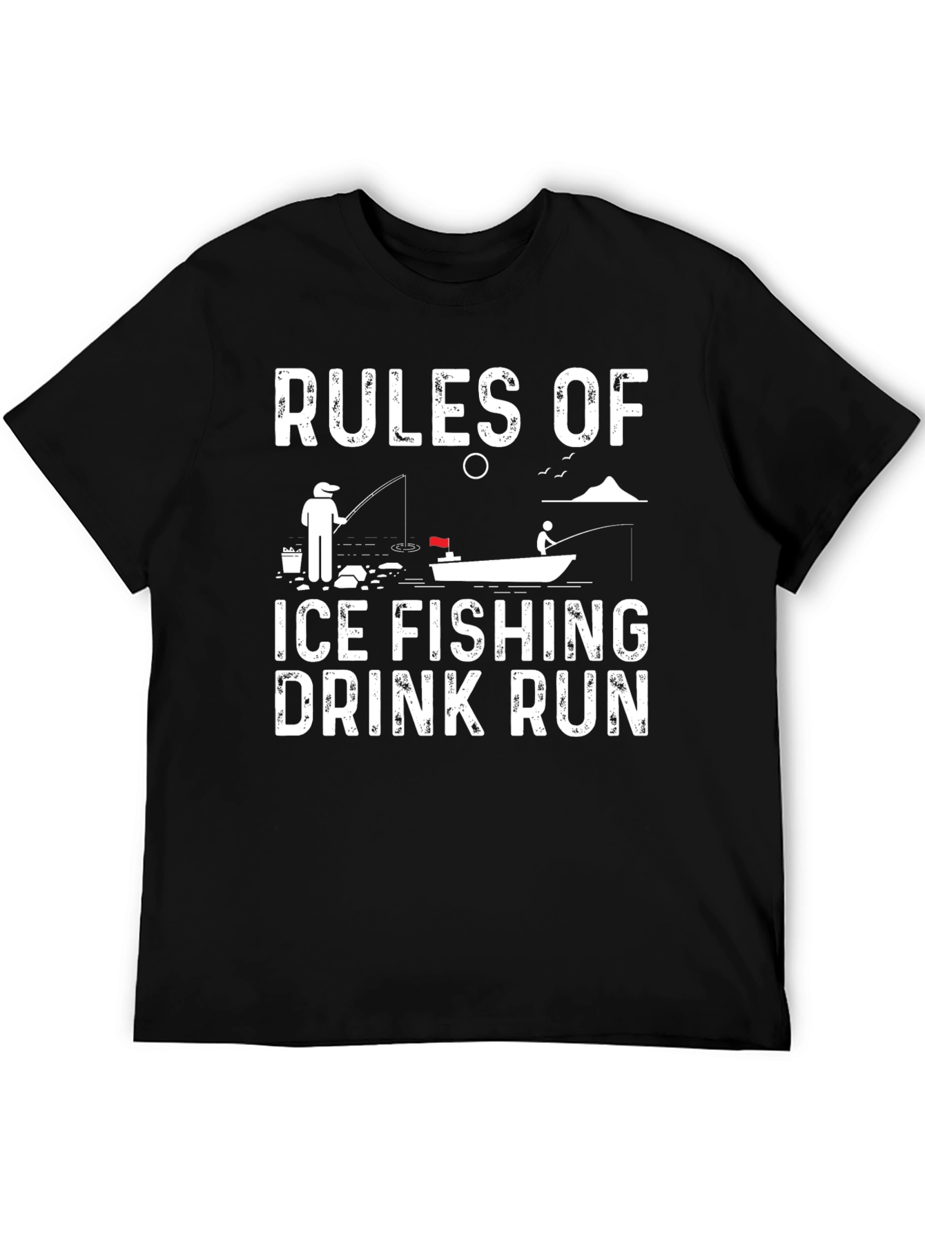 Black Ice Fishing Rules Graphic Tee view 5
