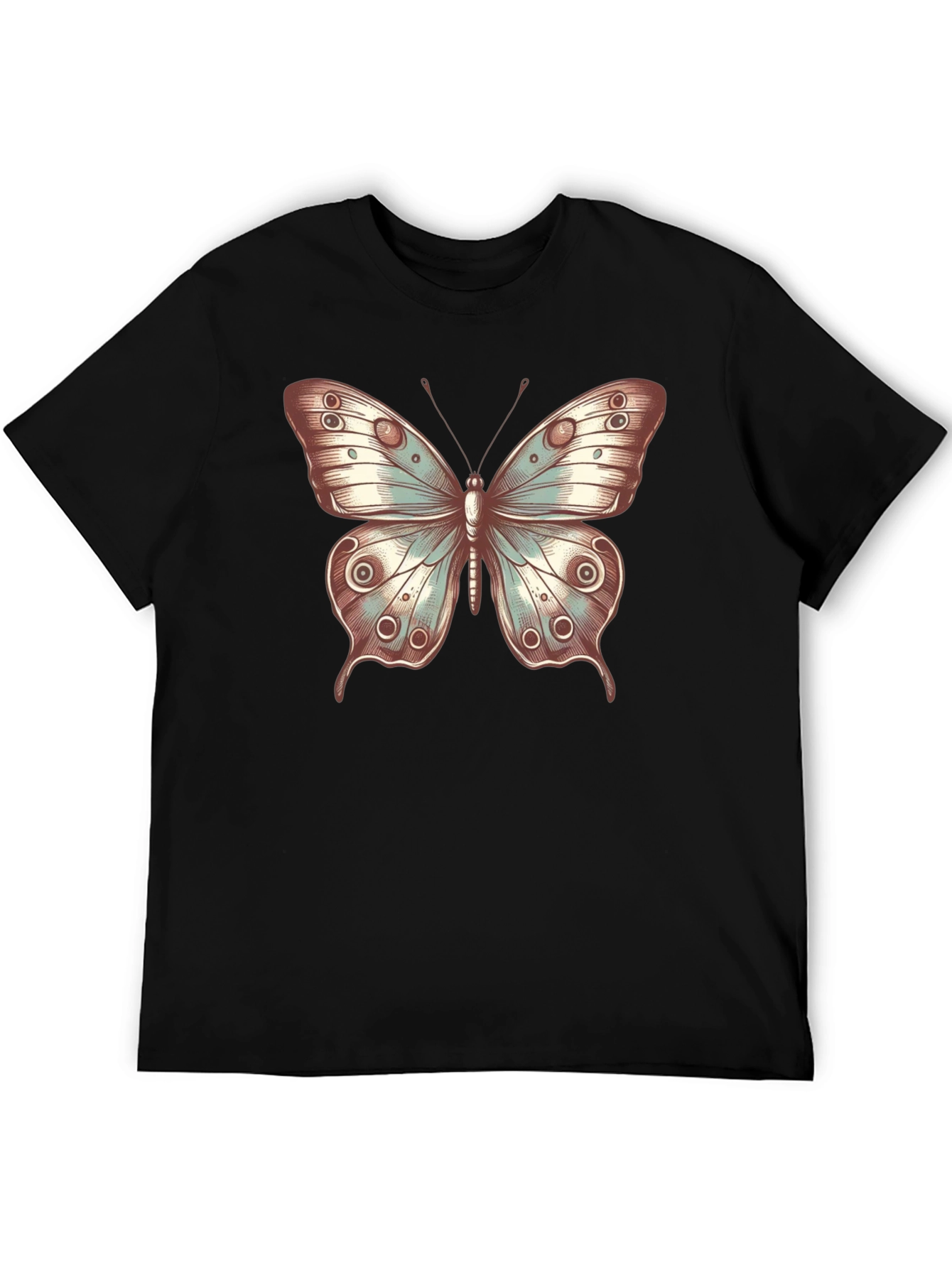 Black Butterfly Print Crew Neck T-Shirt - Stylish Casual Tee view 5