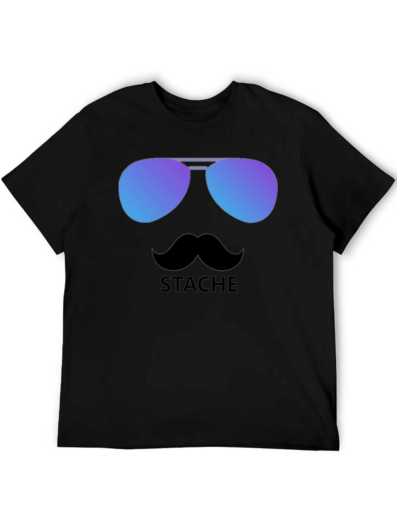 Black Cool Stache T-Shirt - Sunglasses & Moustache Graphic Tee view 5