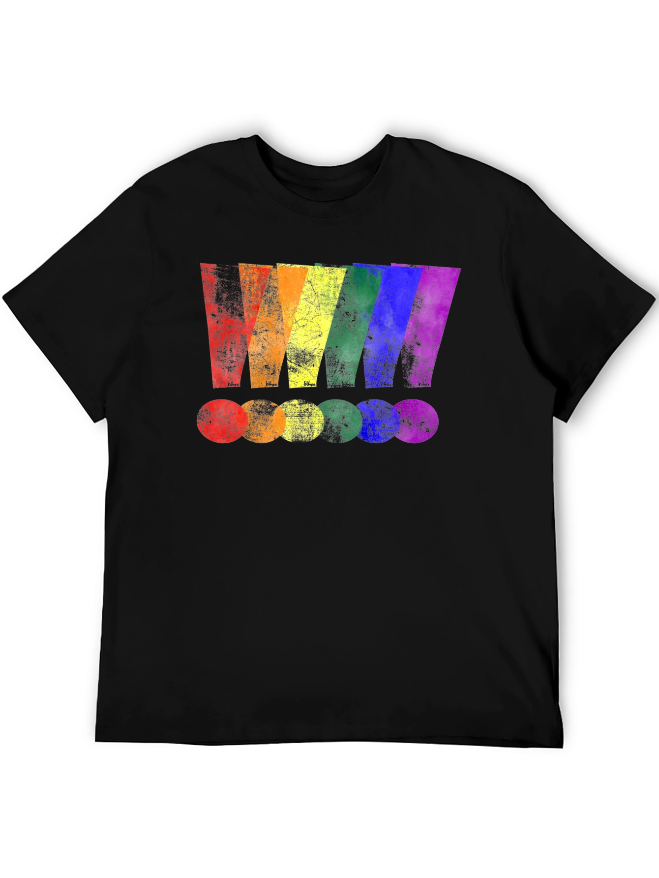 Black Rainbow Stripe Graphic Print Black T-Shirt view 5