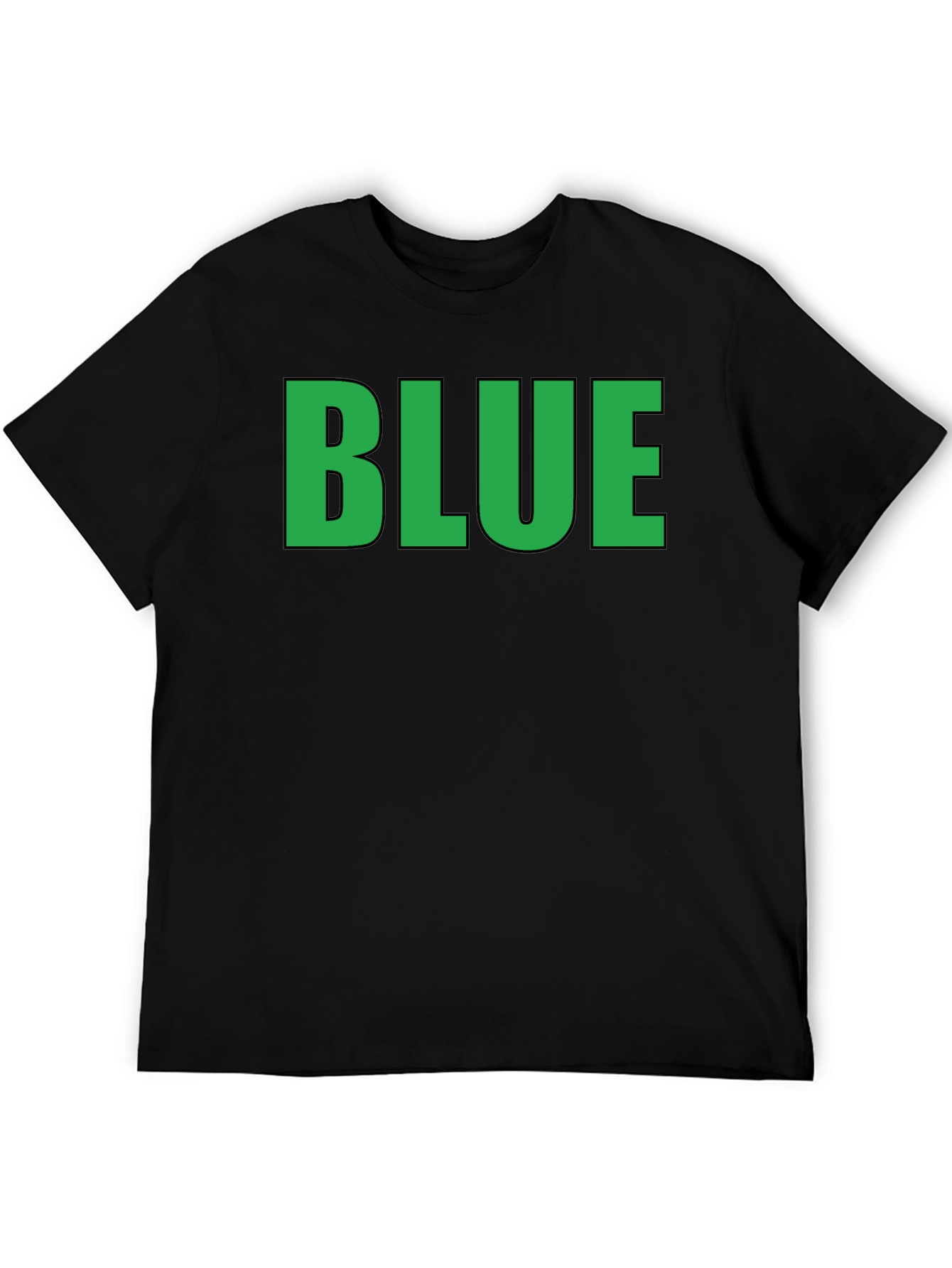 Black Funny Graphic Tee - BLUE (Green Text) - Adult T-Shirt view 5