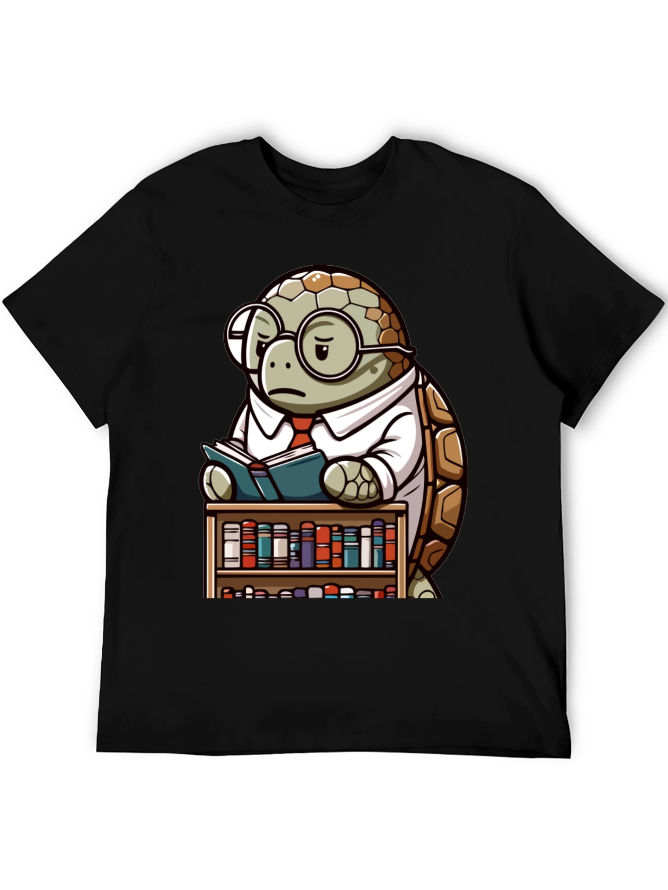 Black Smart Turtle Graphic T-Shirt - Book Lover Tee view 5