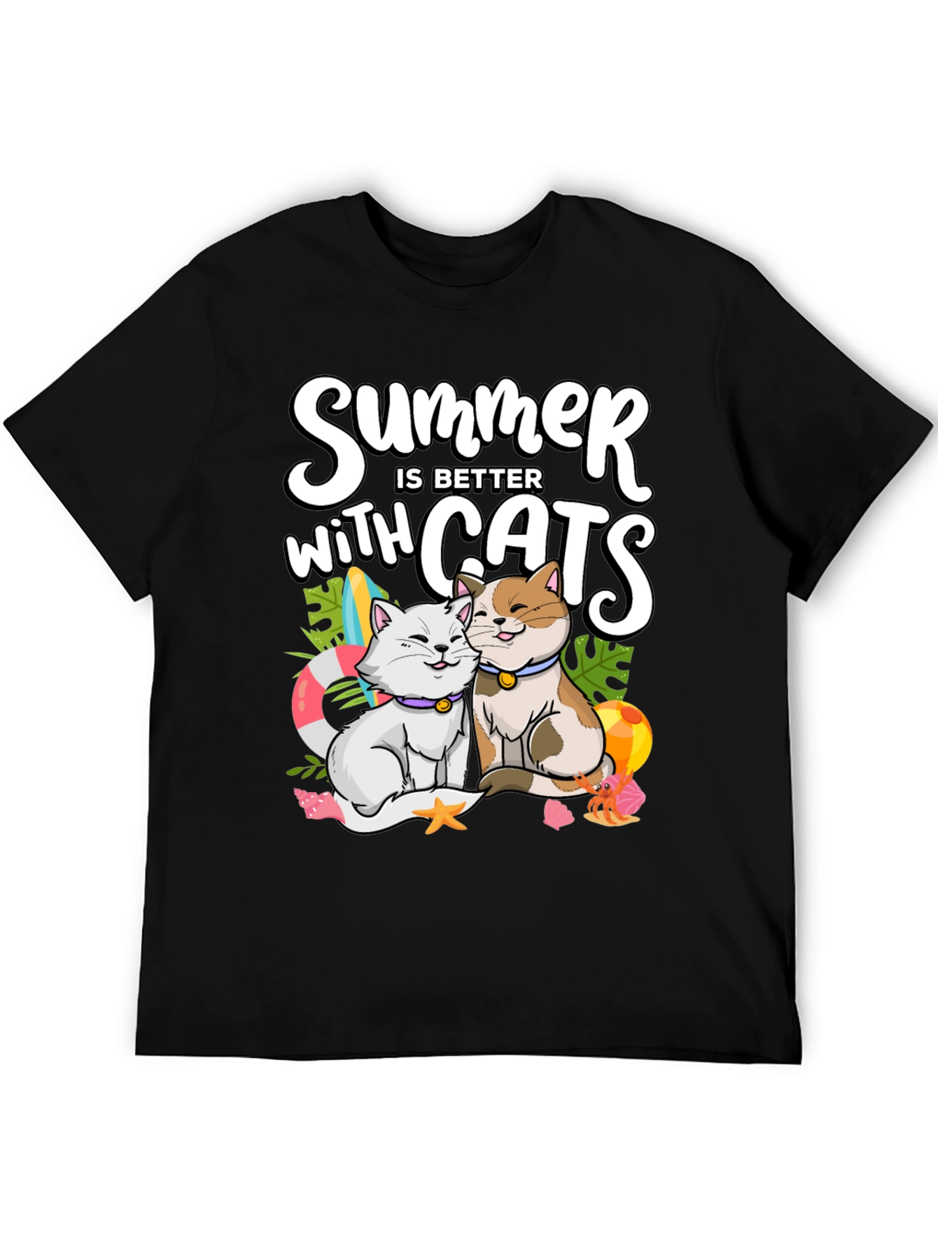 Black Summer Cats T-Shirt: Better with Cats! view 5