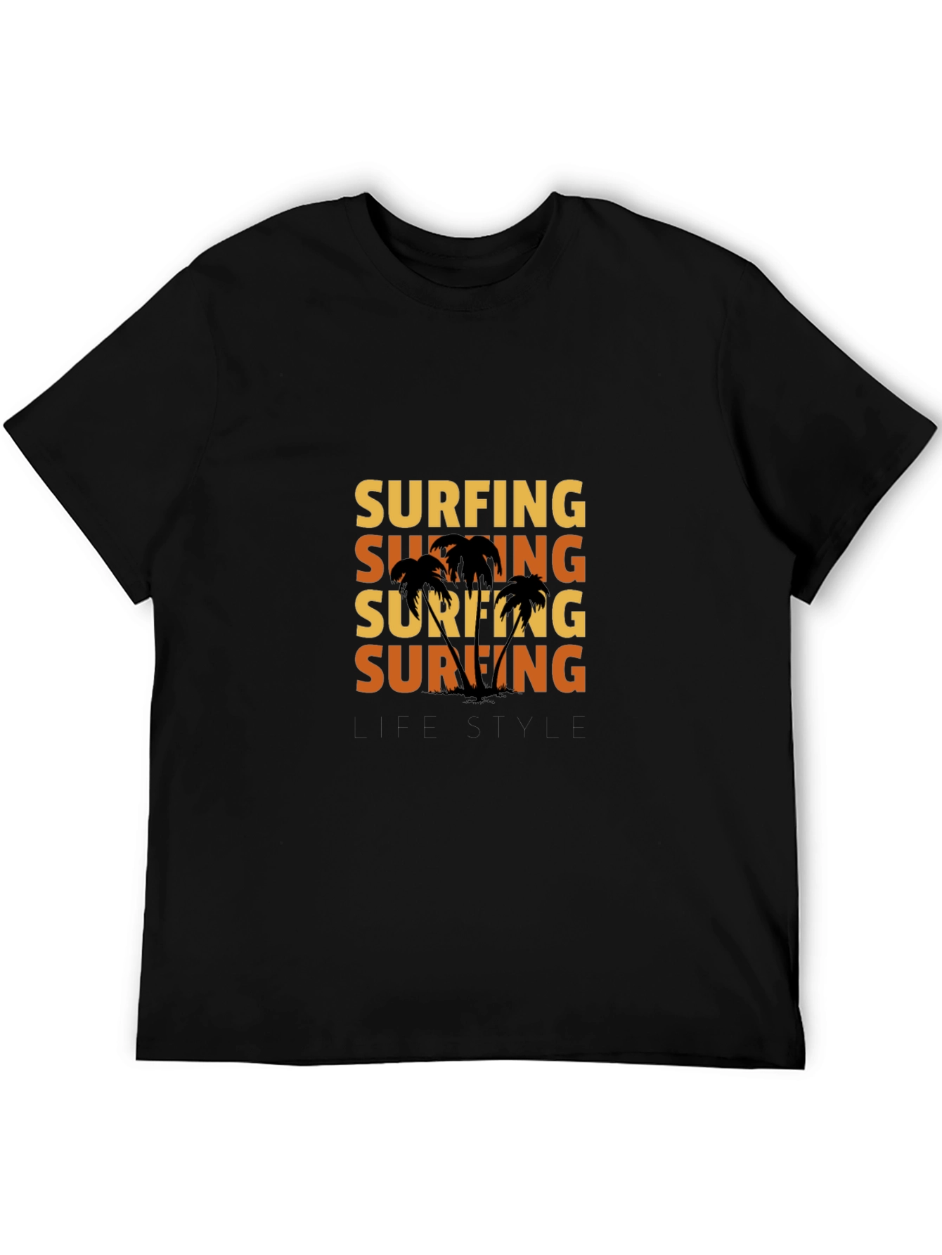 Black Surfing Lifestyle Graphic T-Shirt - Black view 5