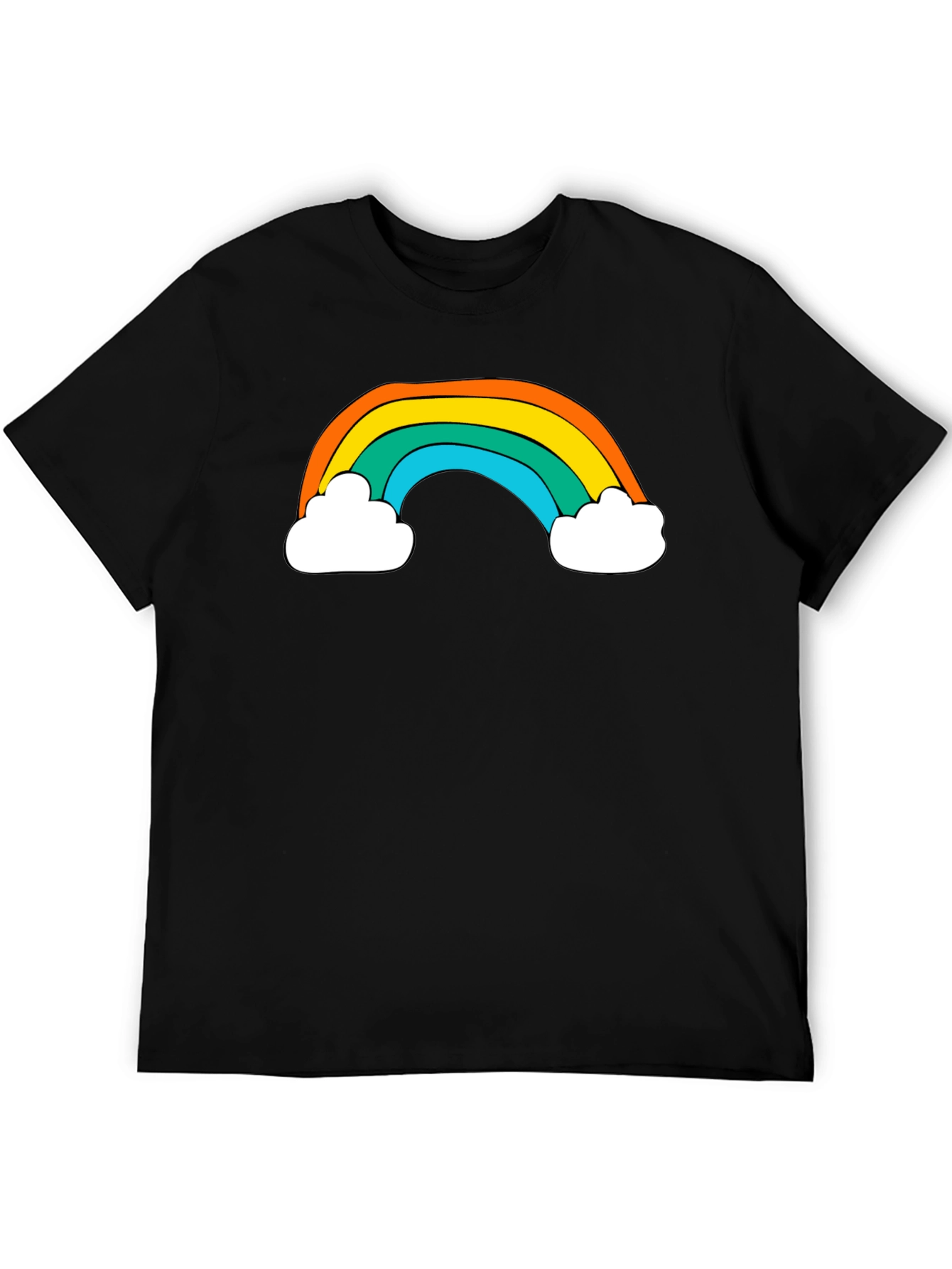 Black Retro Rainbow Graphic Black T-Shirt view 5