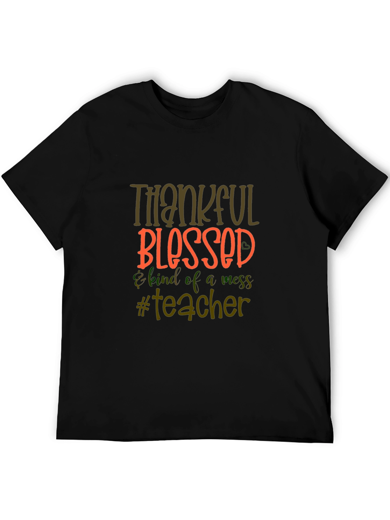 Black Thankful Blessed Teacher T-Shirt view 5