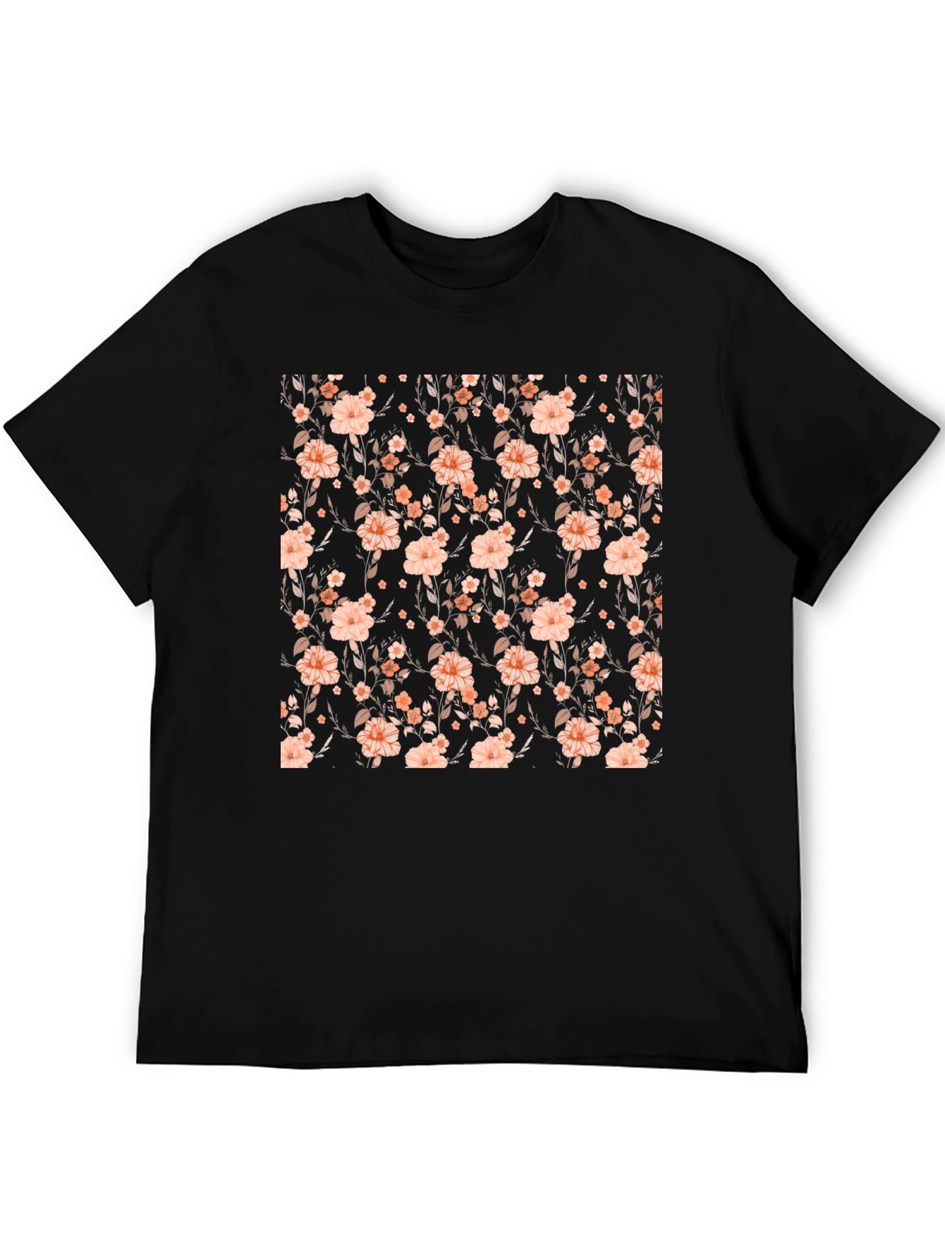 Black Floral Print Black T-Shirt view 5