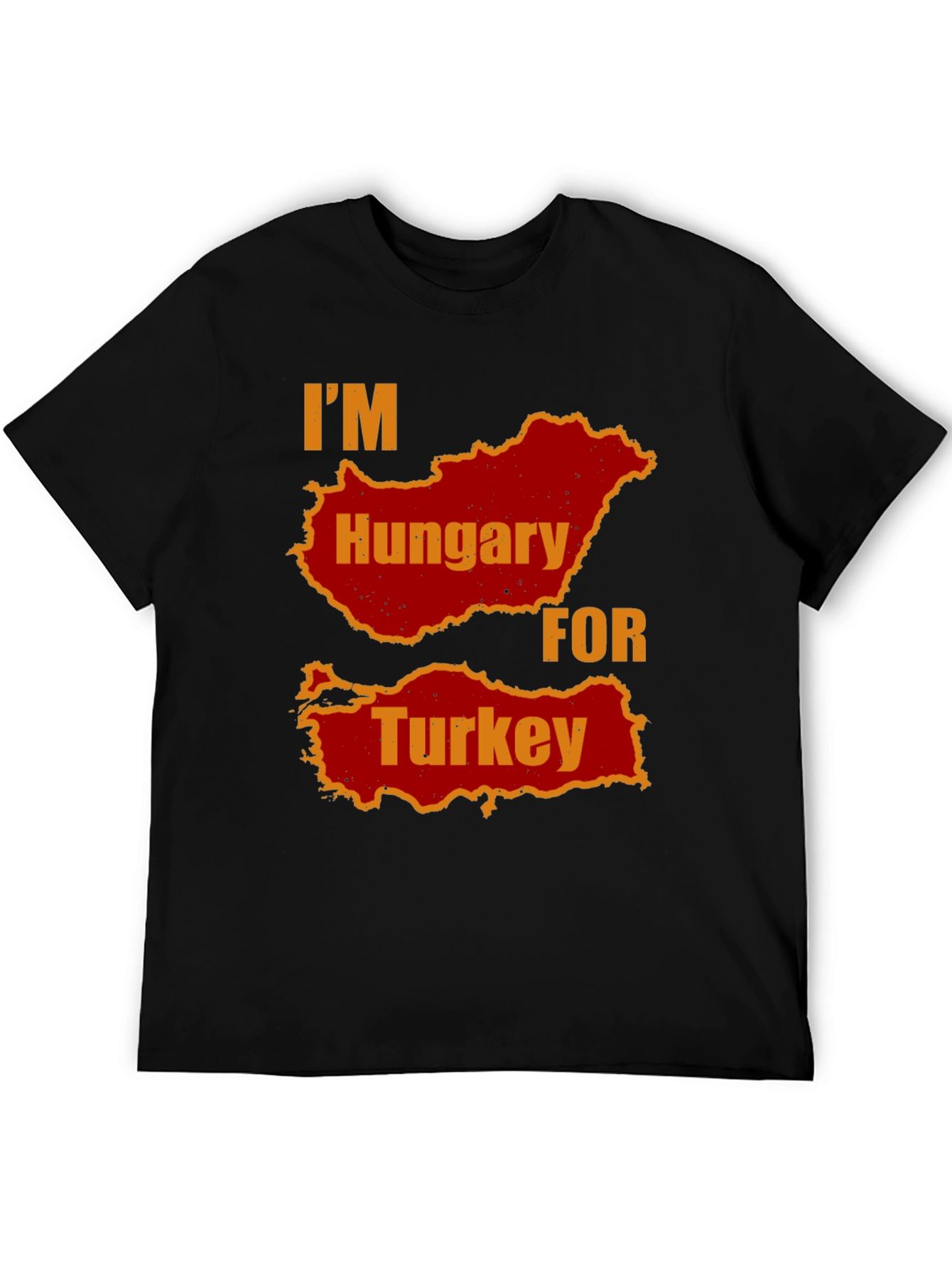 Black I'm Hungary For Turkey Men's Black T-Shirt view 5