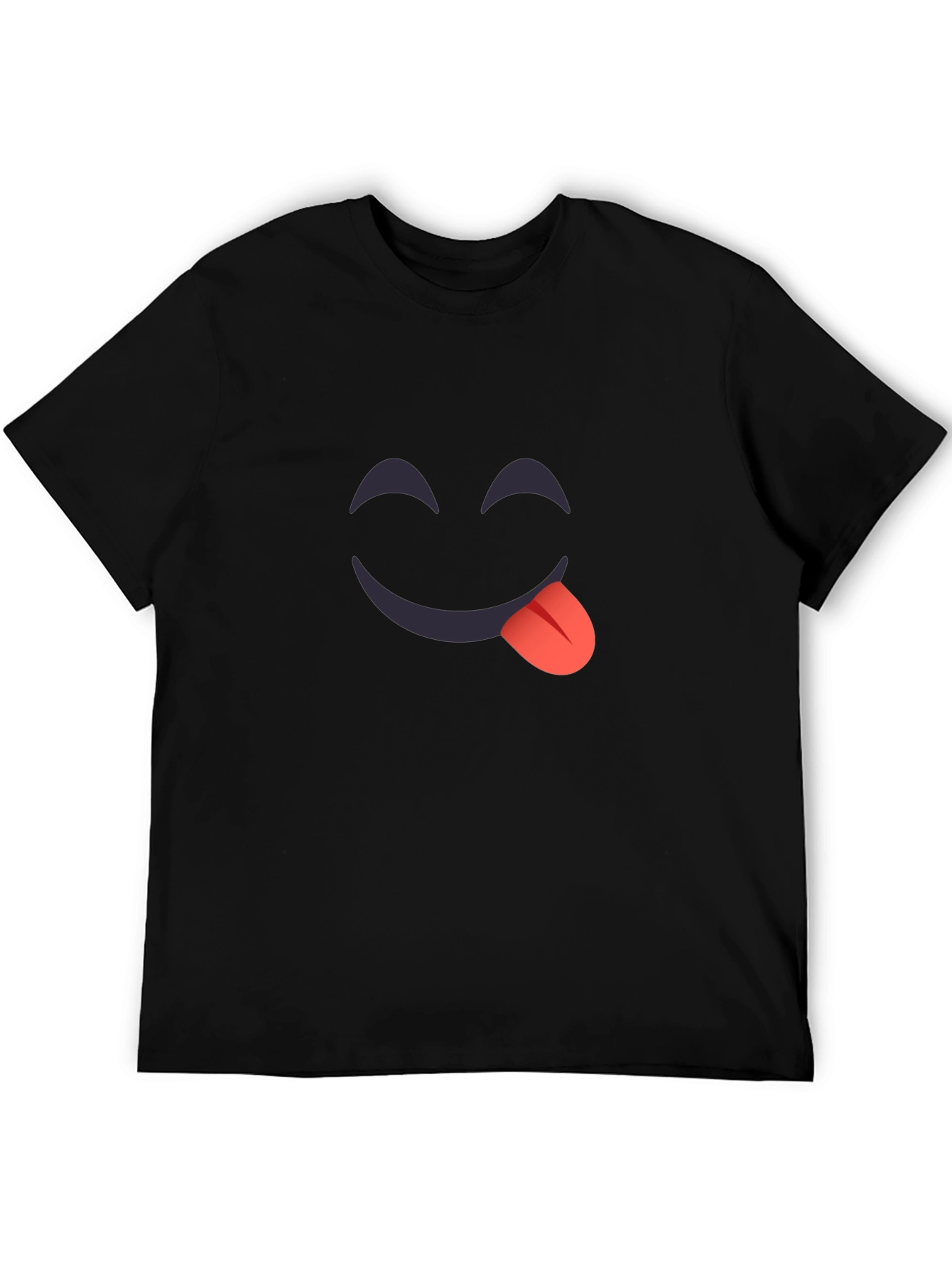 Black Funny Emoji T-Shirt - Tongue Out Graphic Tee view 5