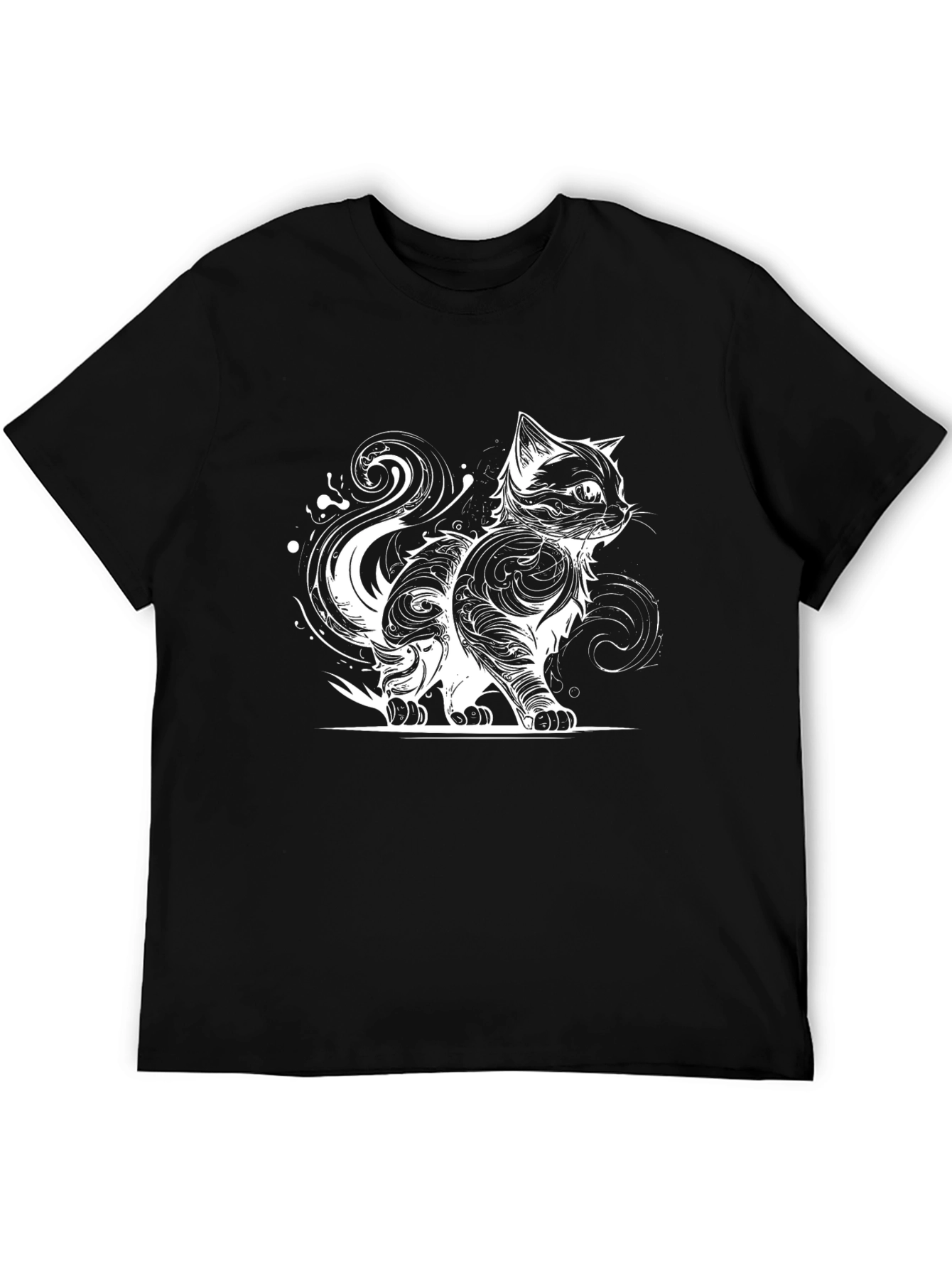 Black Black Cat Art T-Shirt - Unique Graphic Tee view 5