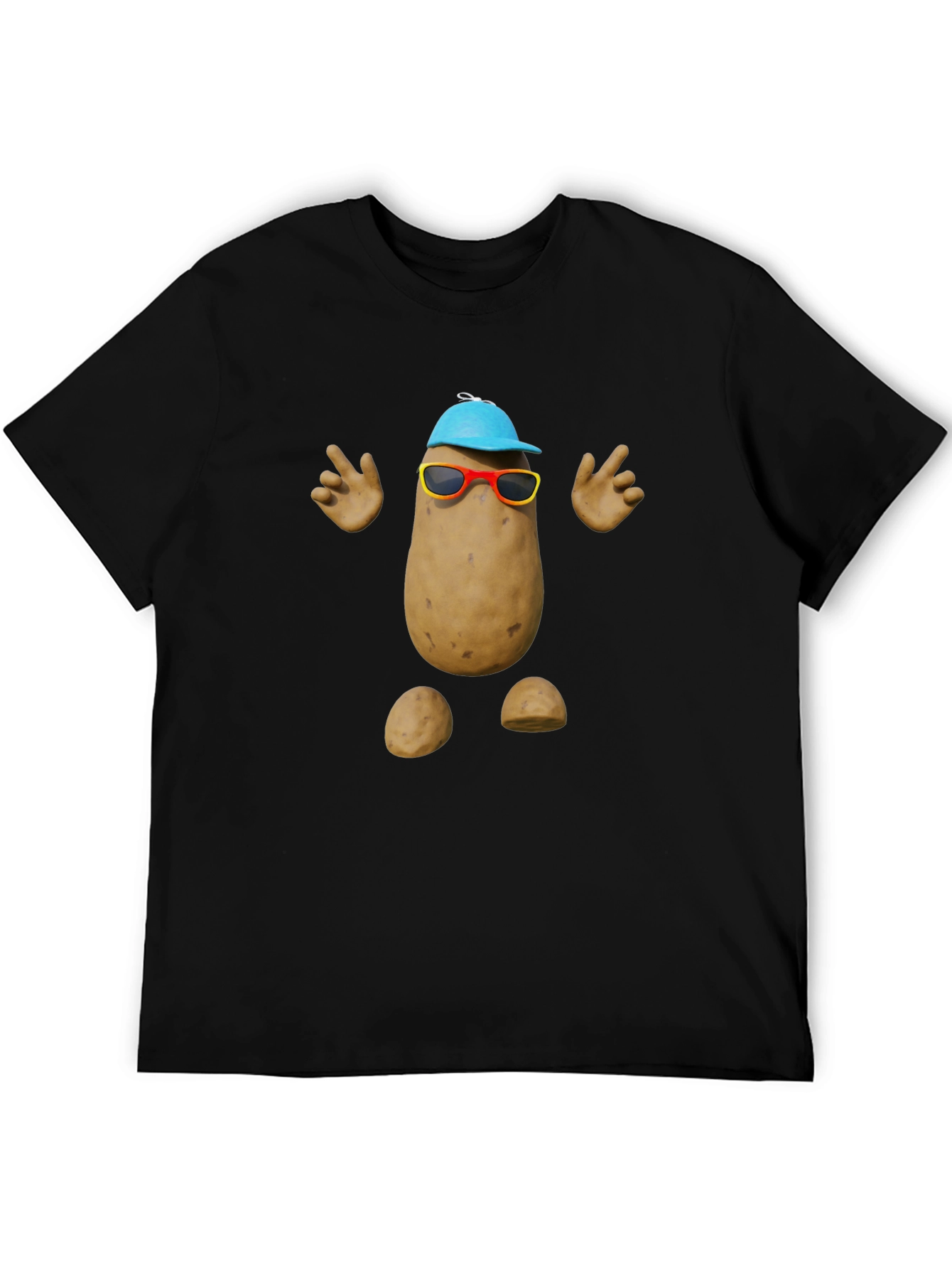 Black Funny Potato Graphic Tee - Quirky Humor T-Shirt view 5