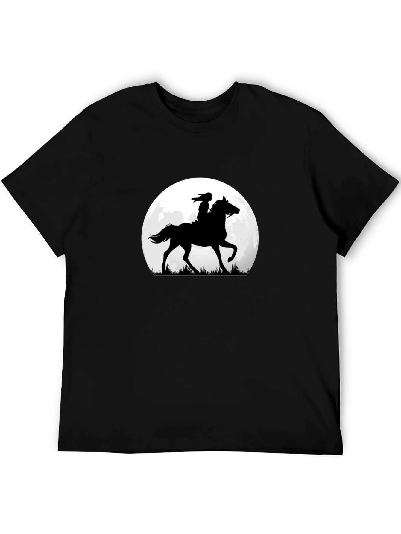 Black Horse & Rider Silhouette Moon Graphic Tee view 5