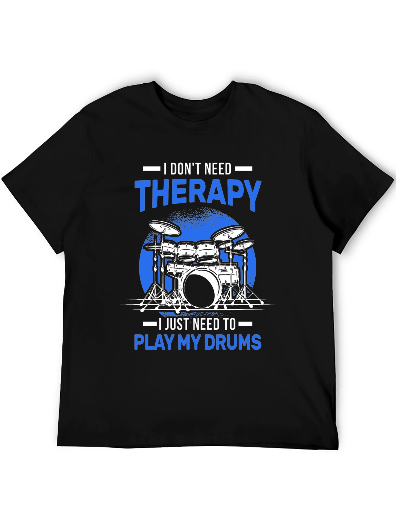 Black Drummer Therapy T-Shirt - Play My Drums view 5