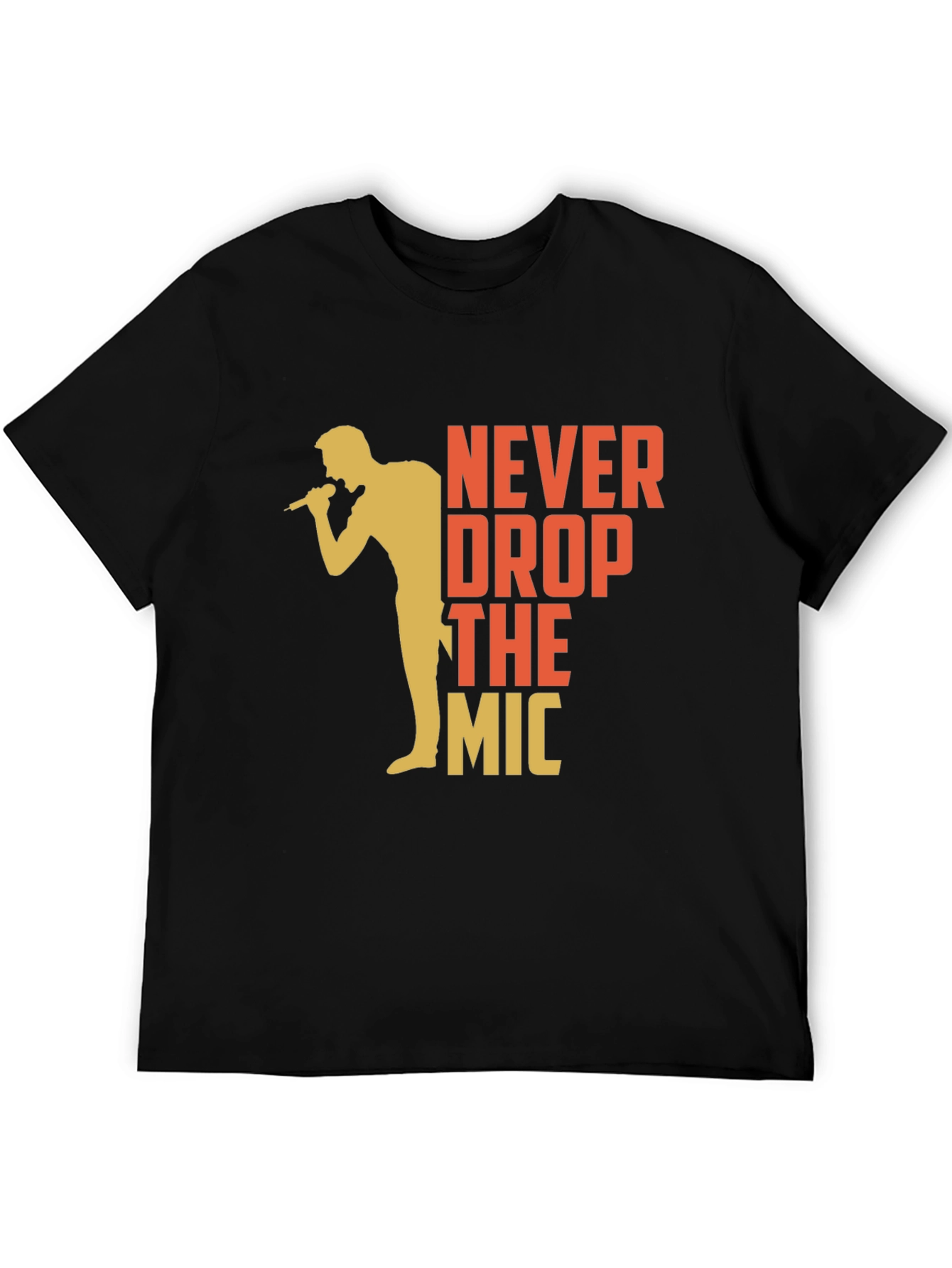 Black Never Drop The Mic Graphic Tee - Black Cotton T-Shirt view 5