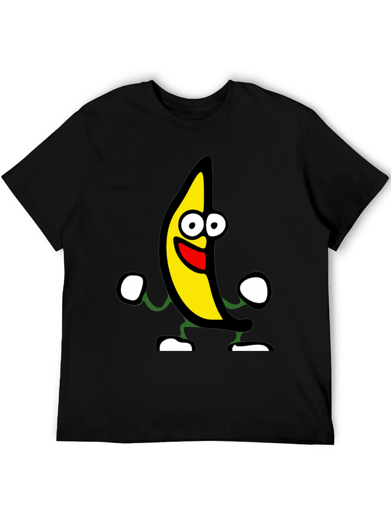 Black Funny Banana Cartoon Graphic Black T-Shirt view 5