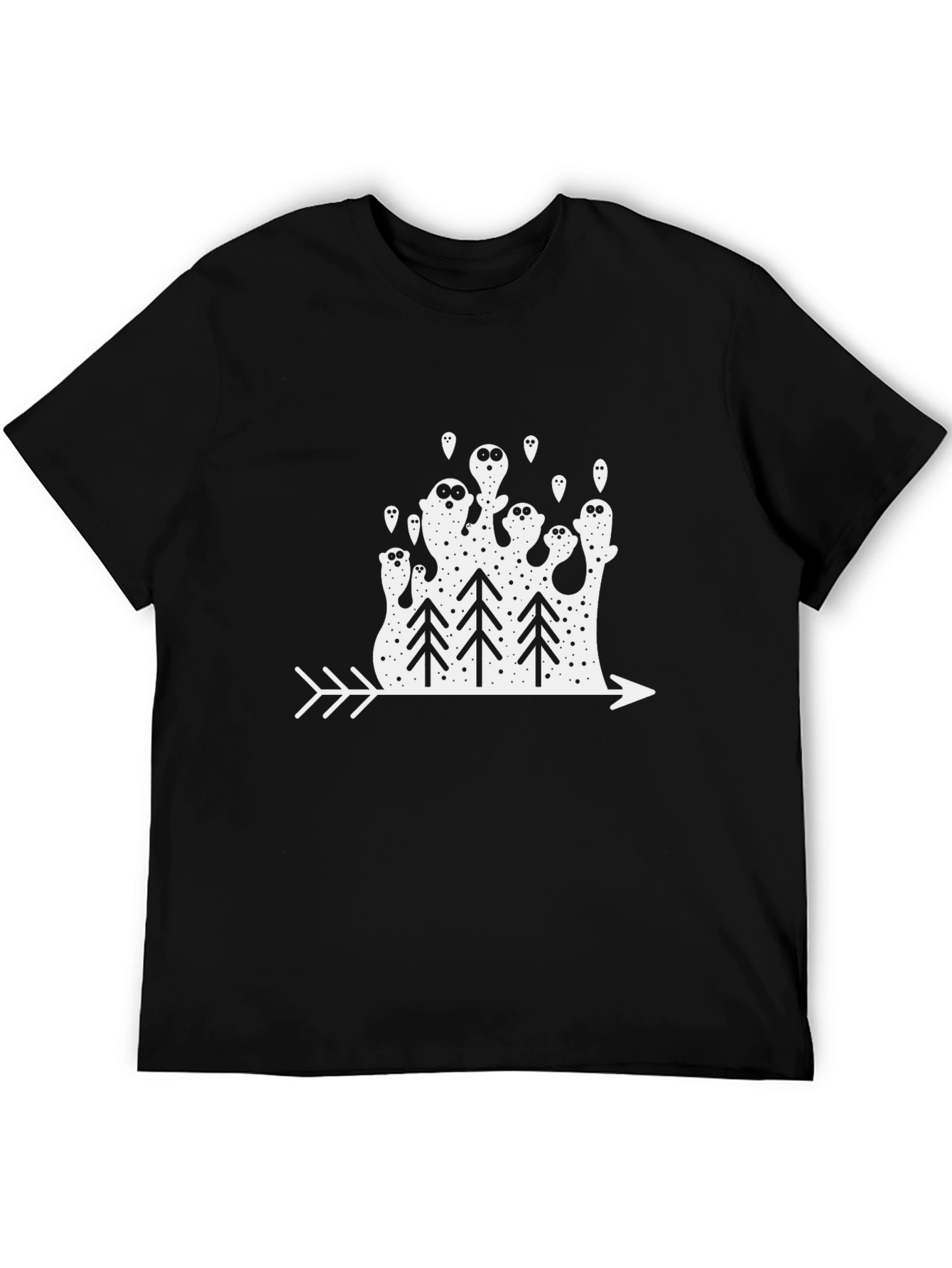 Black Ghostly Forest Tee - Unisex Black T-Shirt view 5