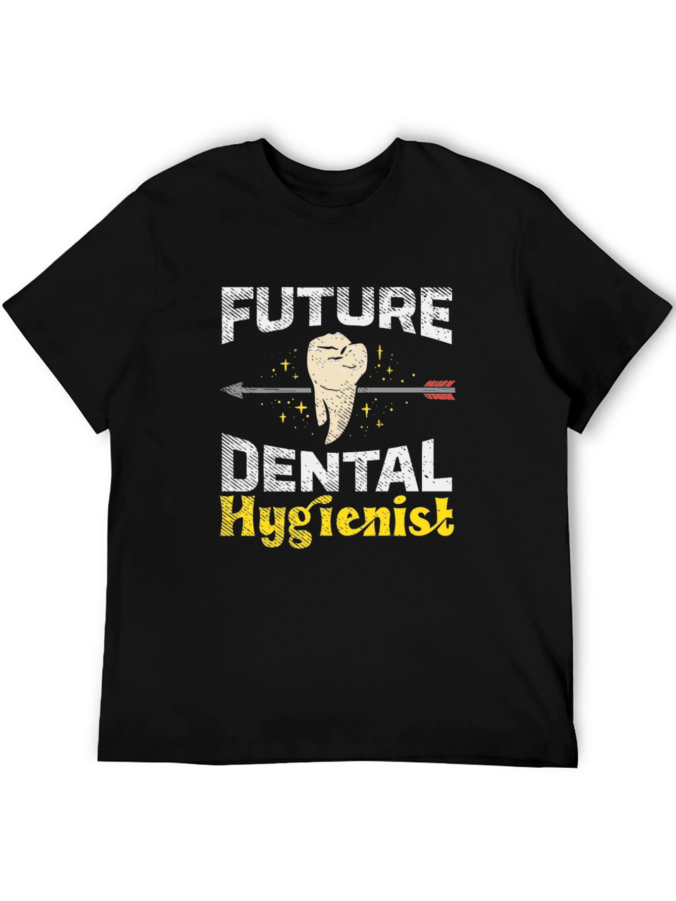 Black Future Dental Hygienist Black Graphic T-Shirt view 5