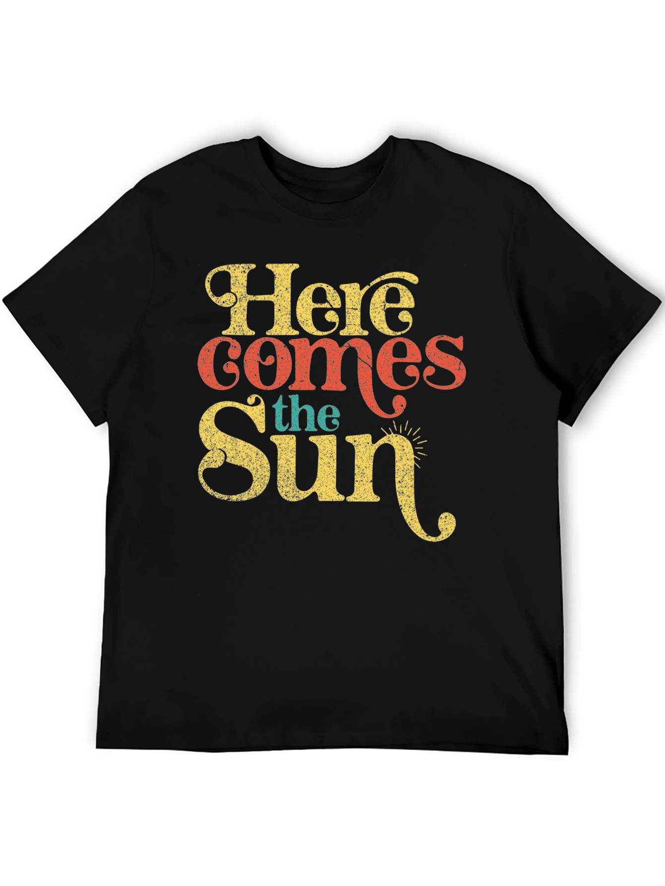 Black Here Comes The Sun Retro T-Shirt view 5