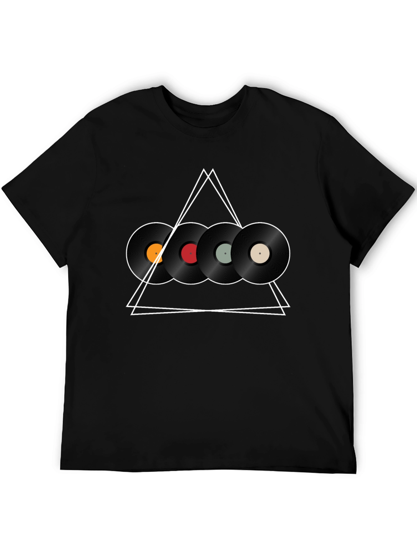 Black Vinyl Record Triangle Graphic Tee view 5