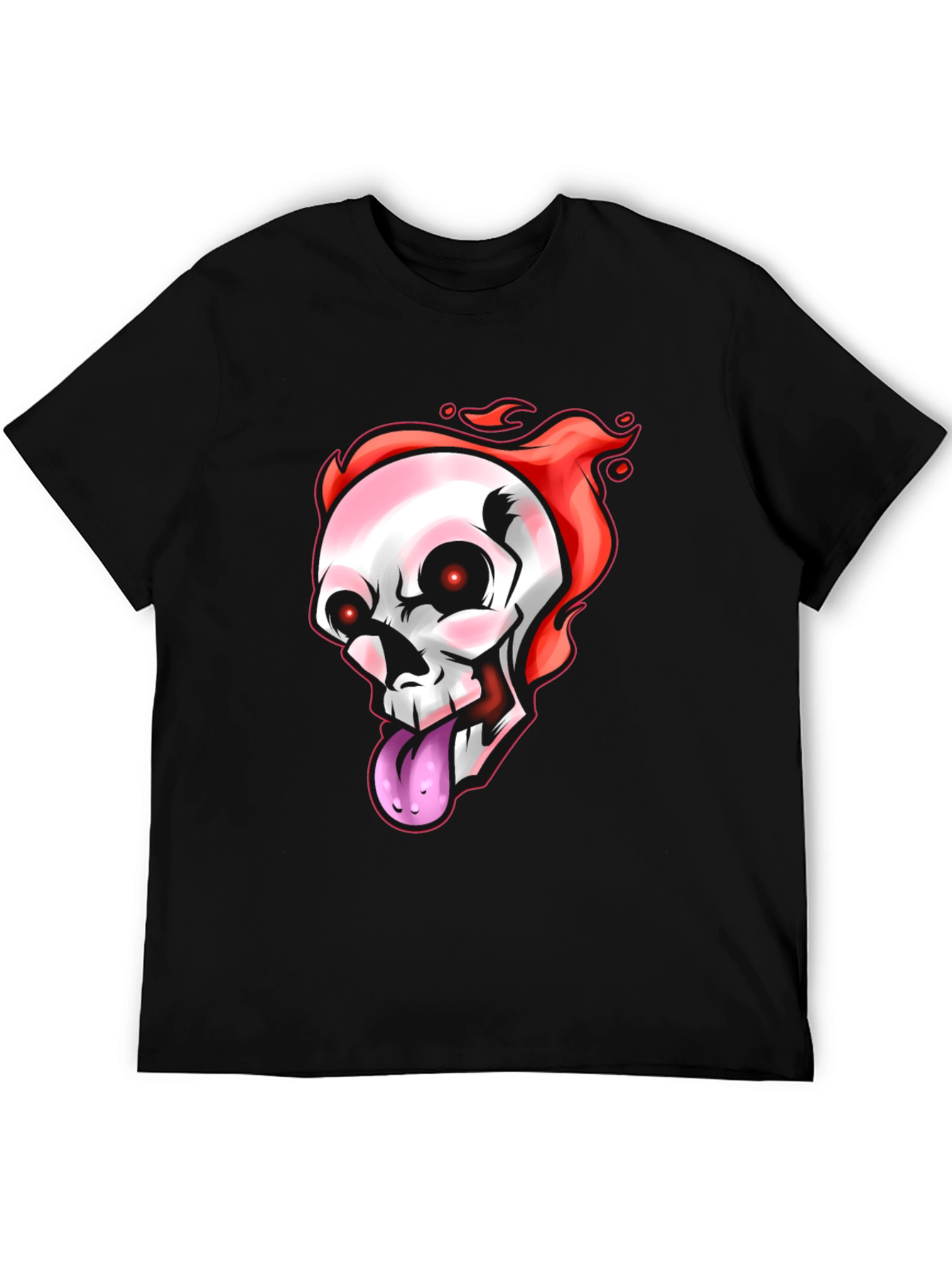 Black Flaming Skull Graphic Tee - Men's Black T-Shirt view 5