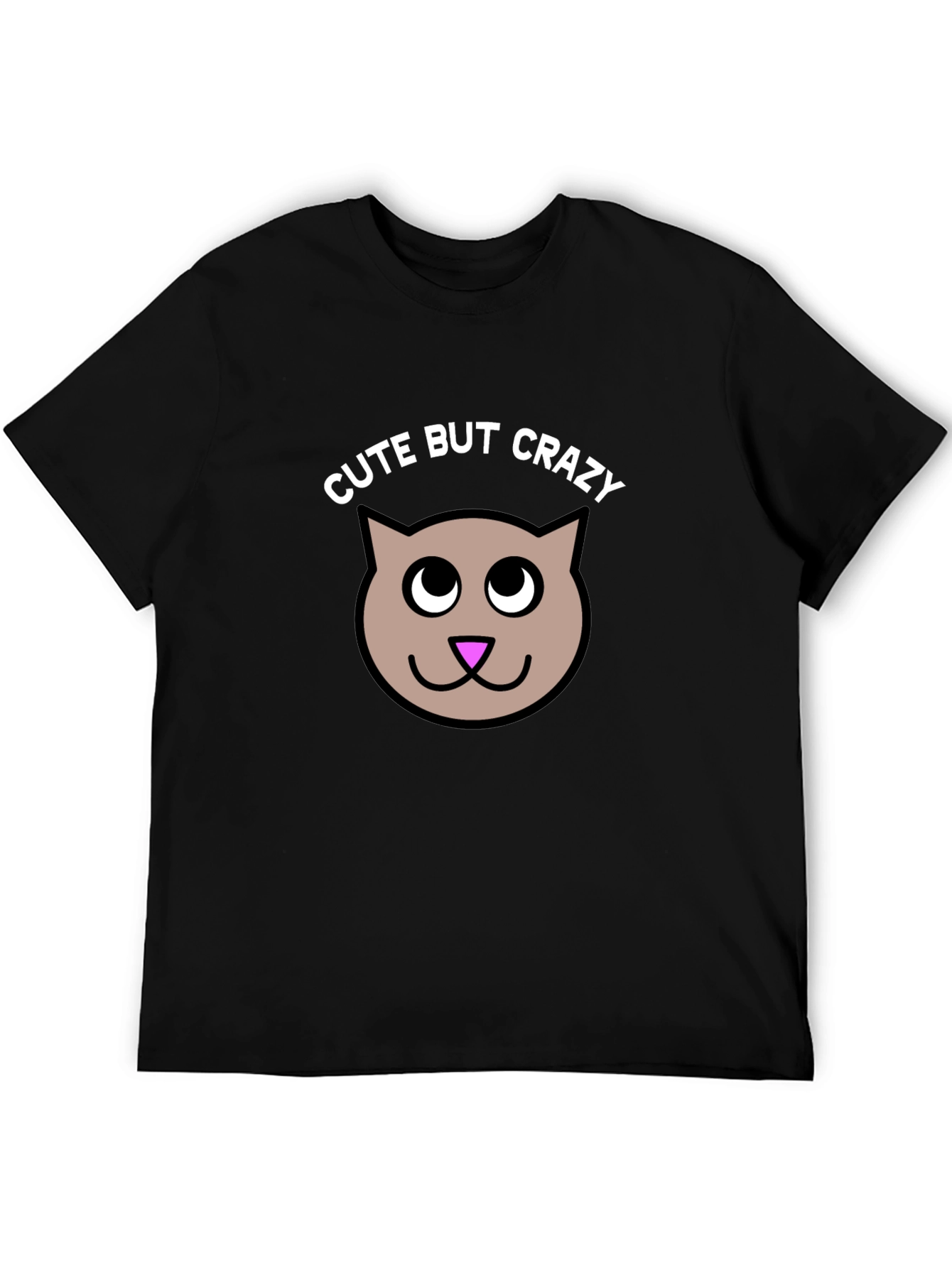 Black Cute But Crazy Kitty T-Shirt - Soft Cotton Tee view 5