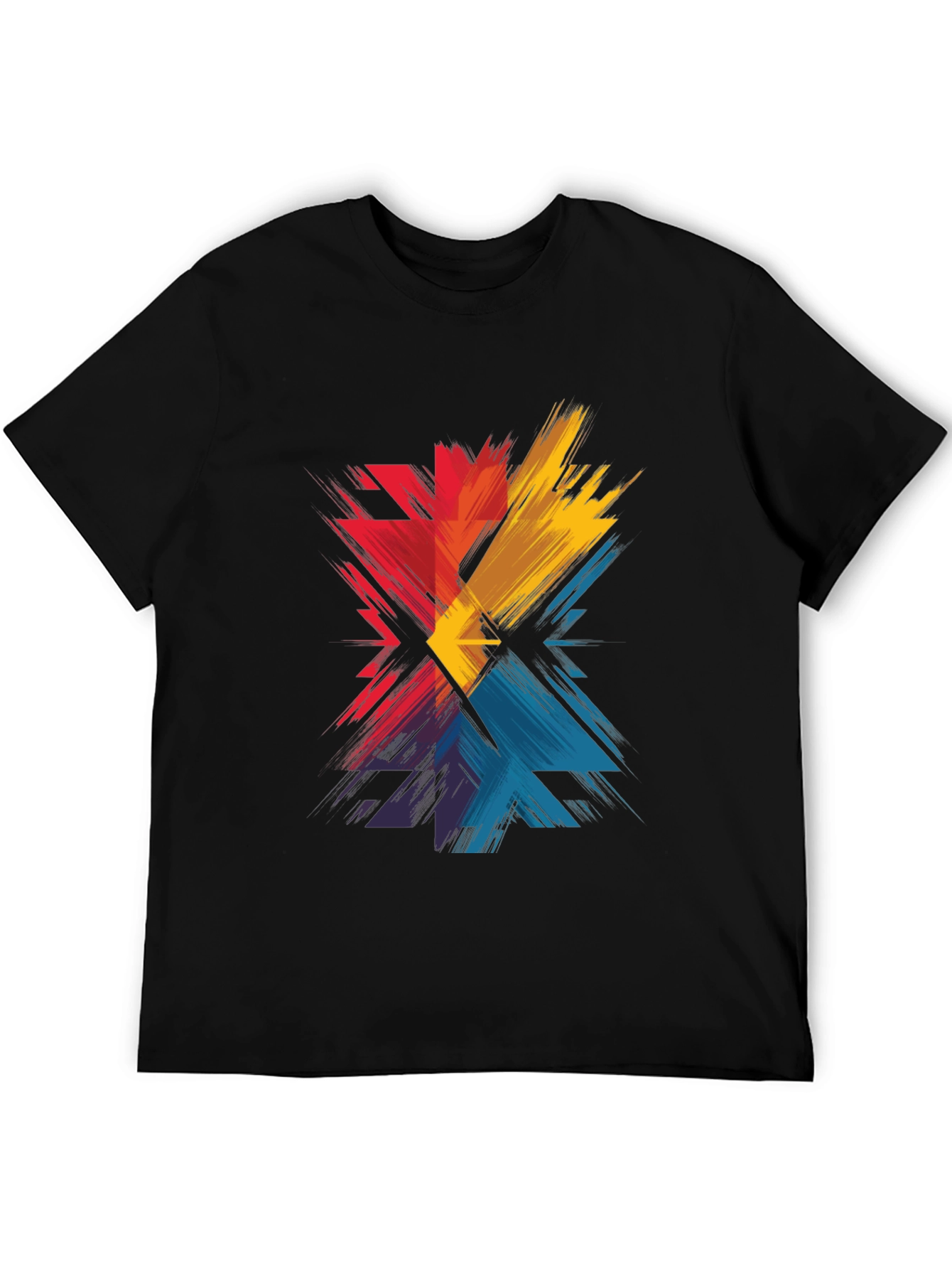 Black Abstract Color Burst Graphic Tee - Men's Black T-Shirt view 5