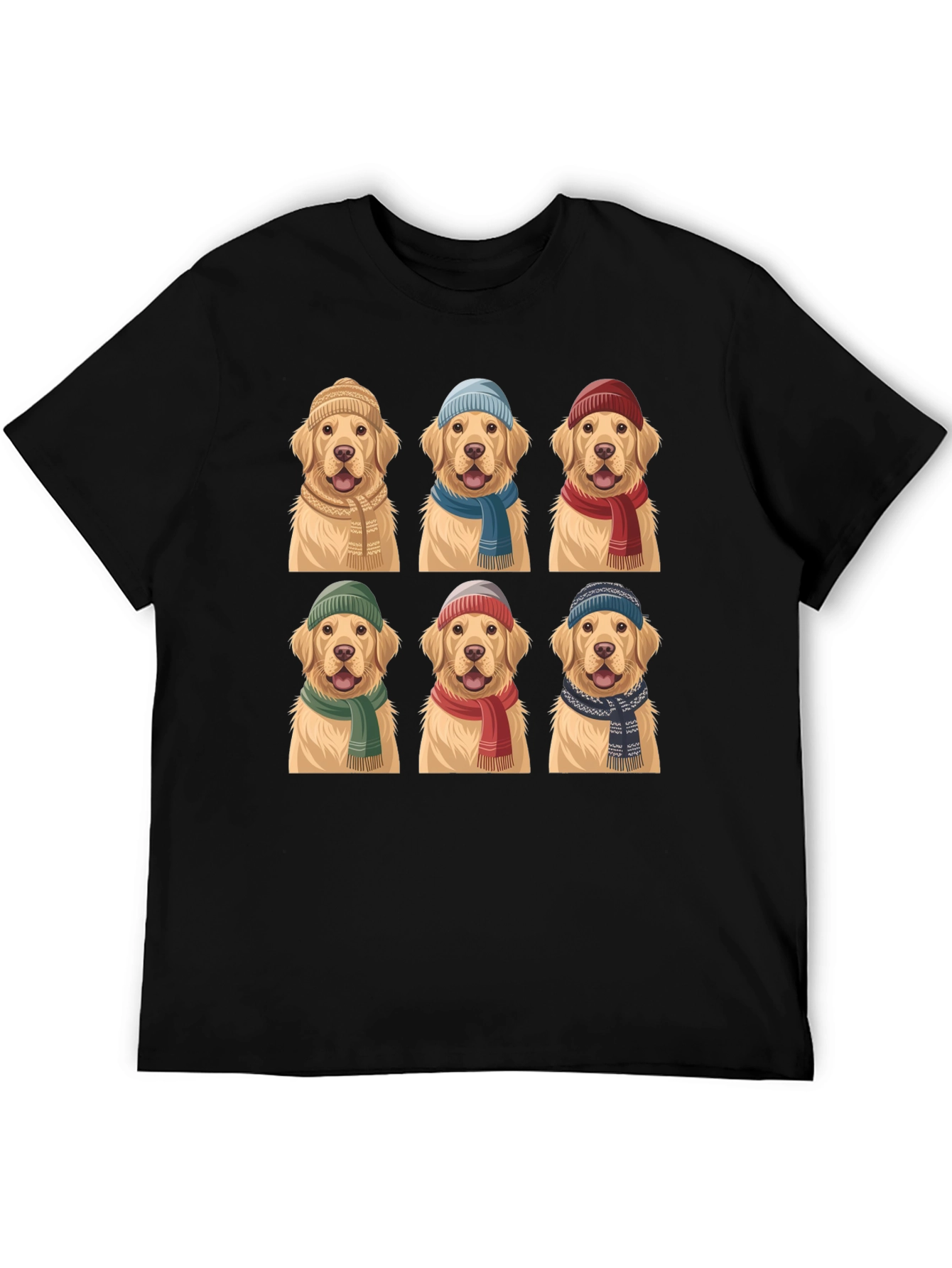 Black Golden Retriever Hats & Scarves T-Shirt view 5