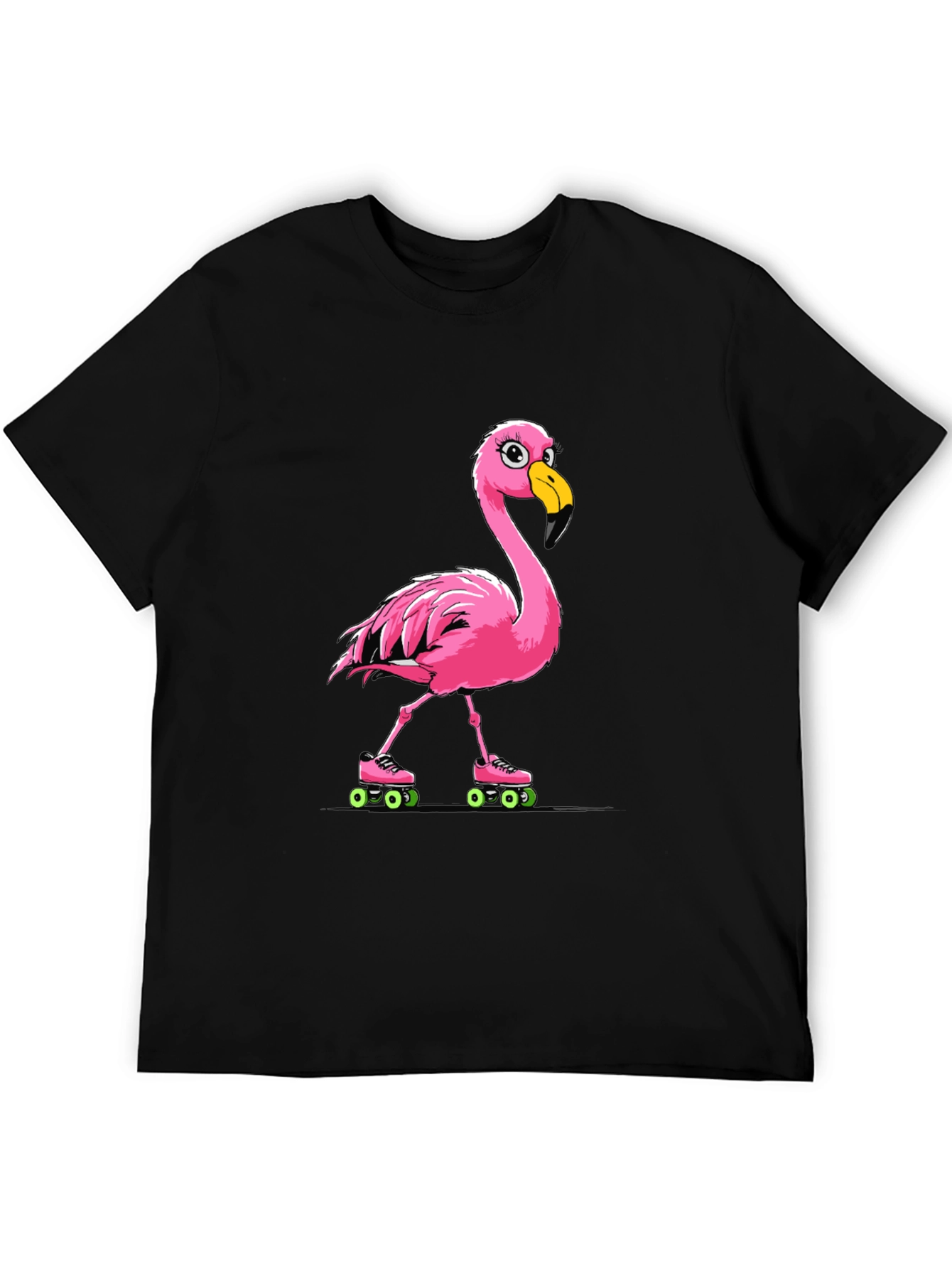 Black Flamingo Roller Skate T-Shirt view 5