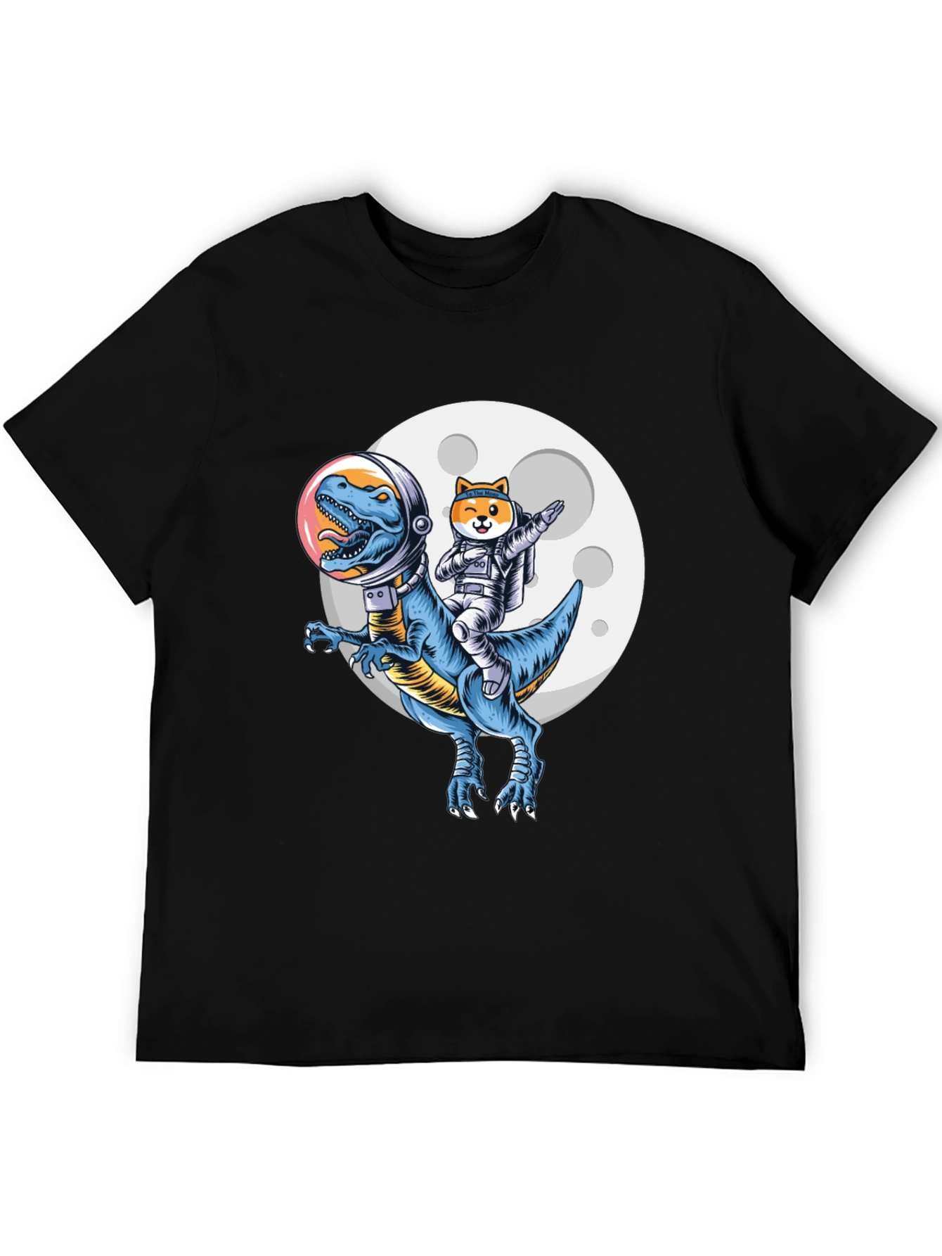 Black Dino & Doge Space T-Shirt view 5