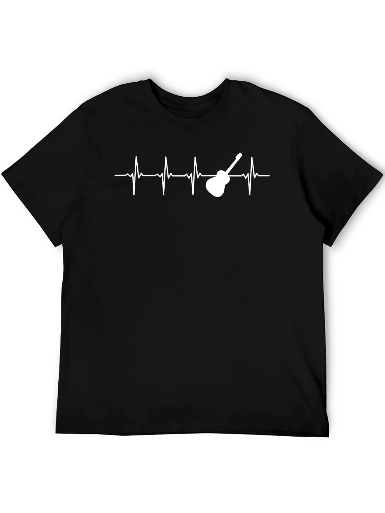 Black Guitar Heartbeat T-Shirt - Musician Gift view 5