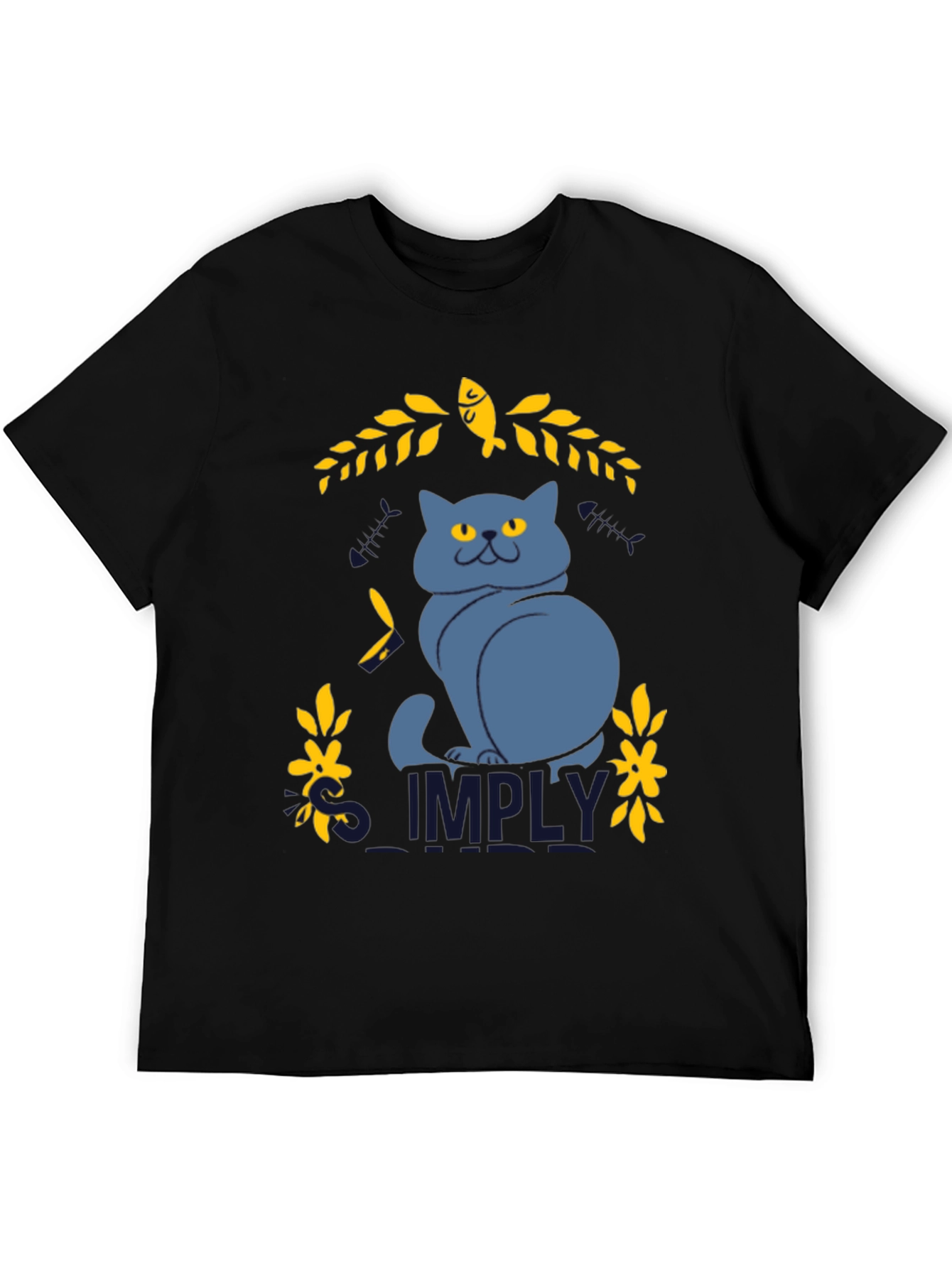 Black Simply Cat Graphic Tee - Black Cotton T-Shirt view 5