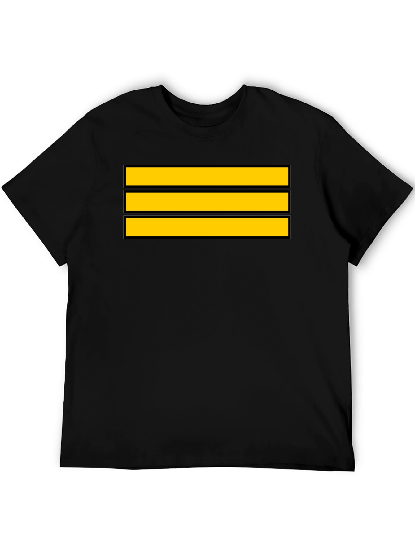 Black Captain Stripes Black Tee - Bold Yellow Lines view 5