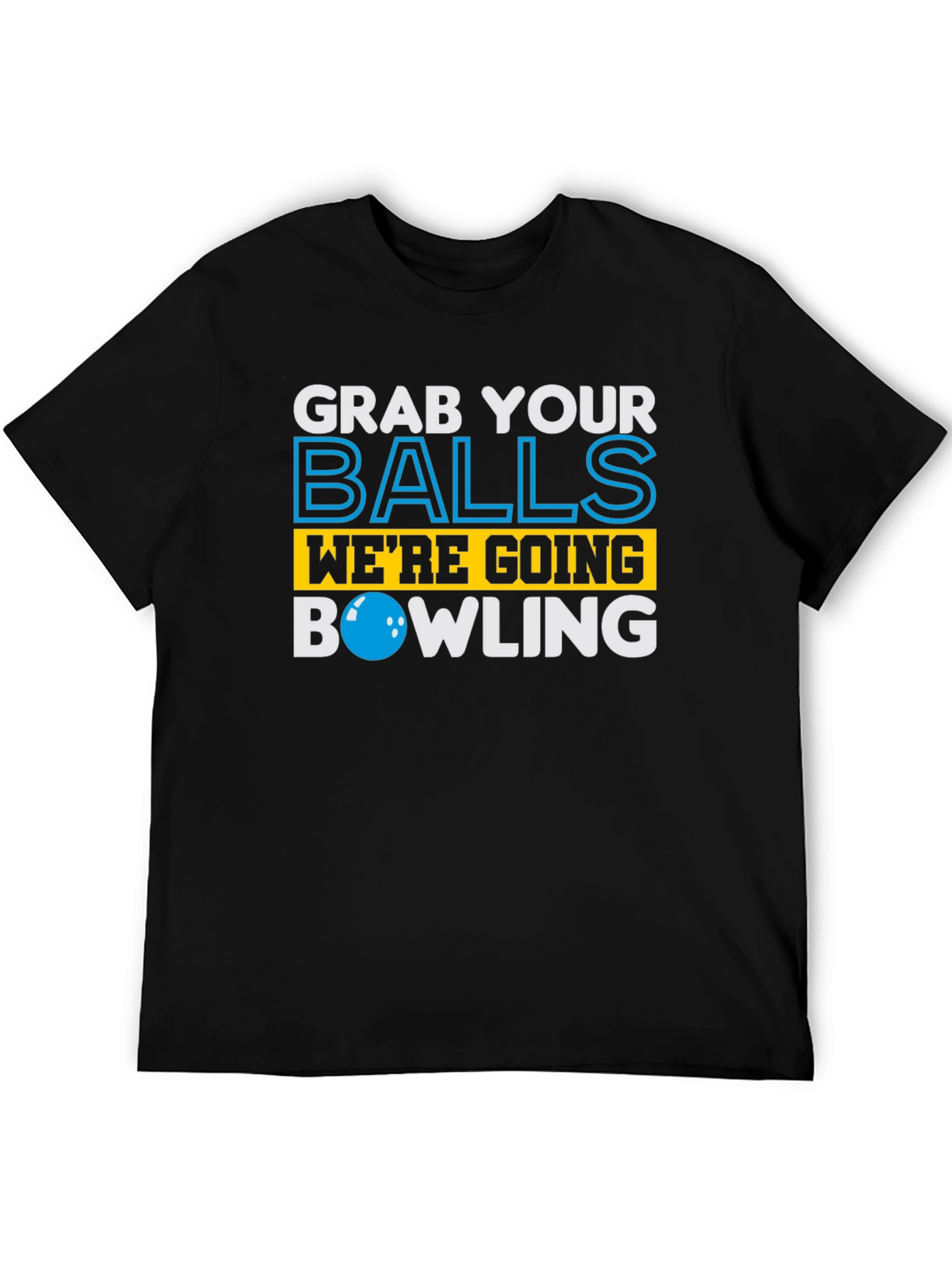Black Grab Your Balls Bowling Graphic Tee - Funny Bowling Shirt view 5