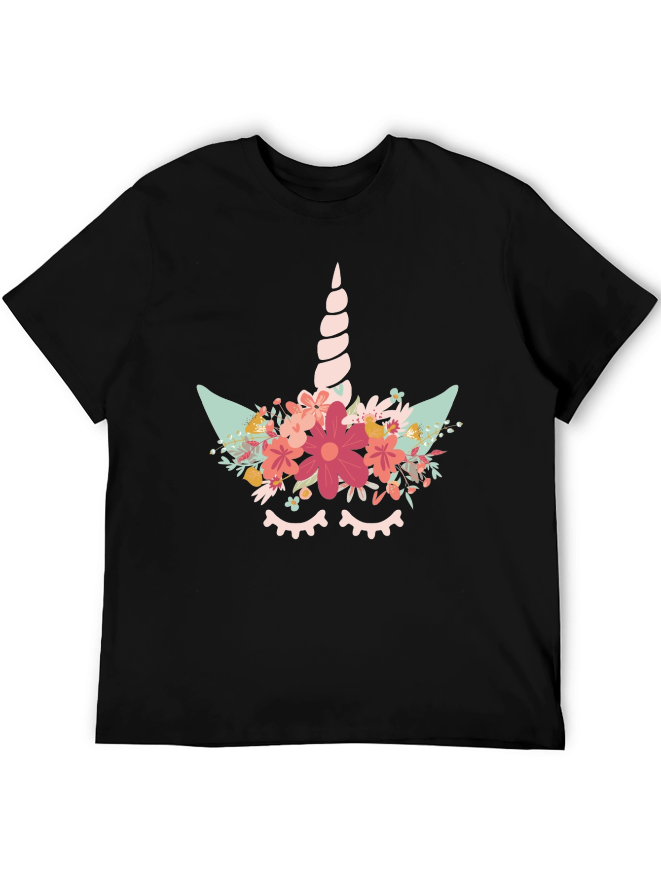 Black Unicorn Floral Graphic Tee - Black view 5