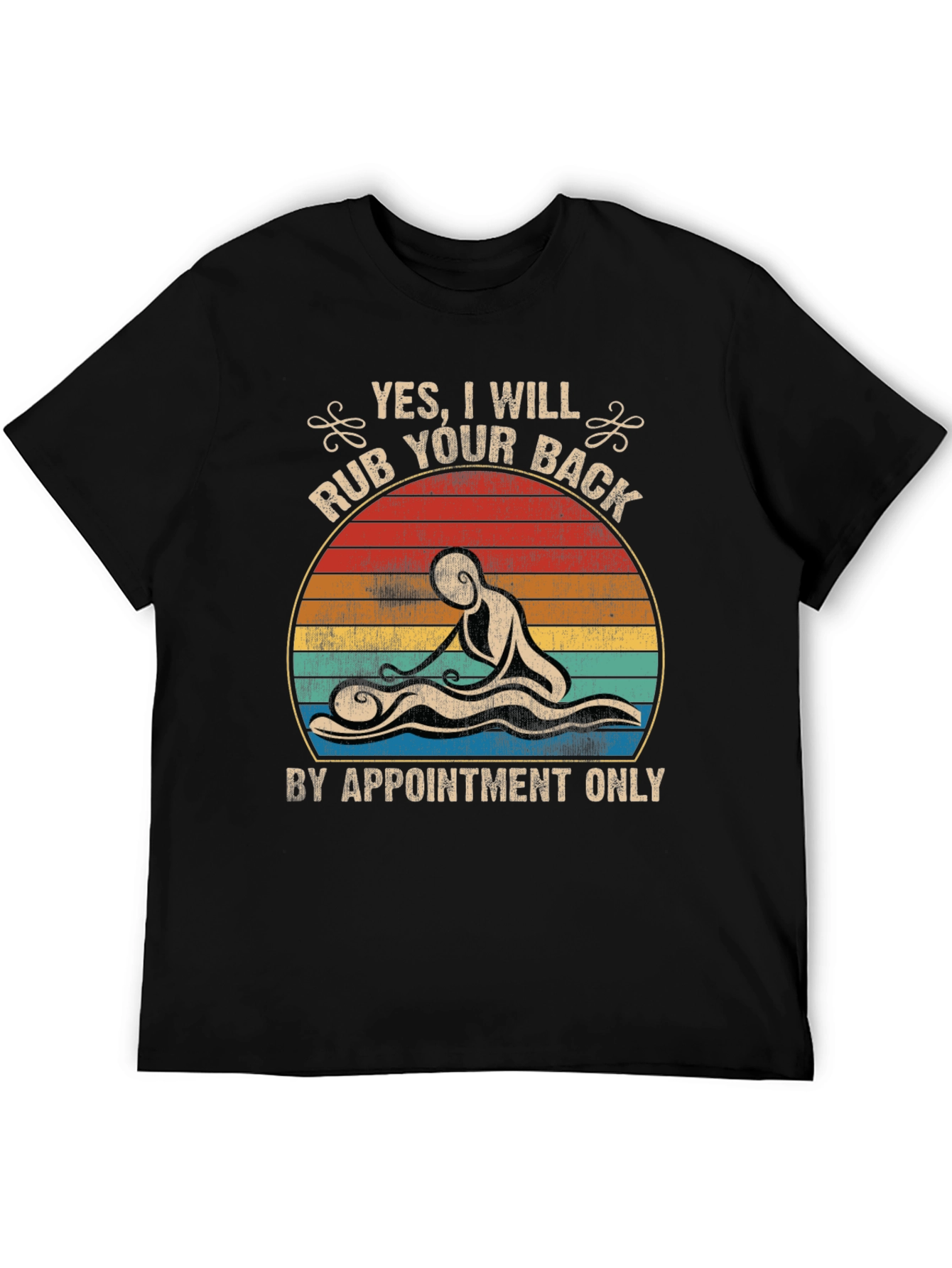 Black Massage Therapy T-Shirt - By Appointment Only view 5