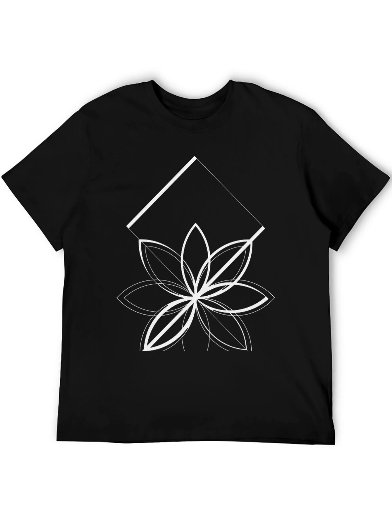 Black Geometric Flower Graphic Tee - Black view 5