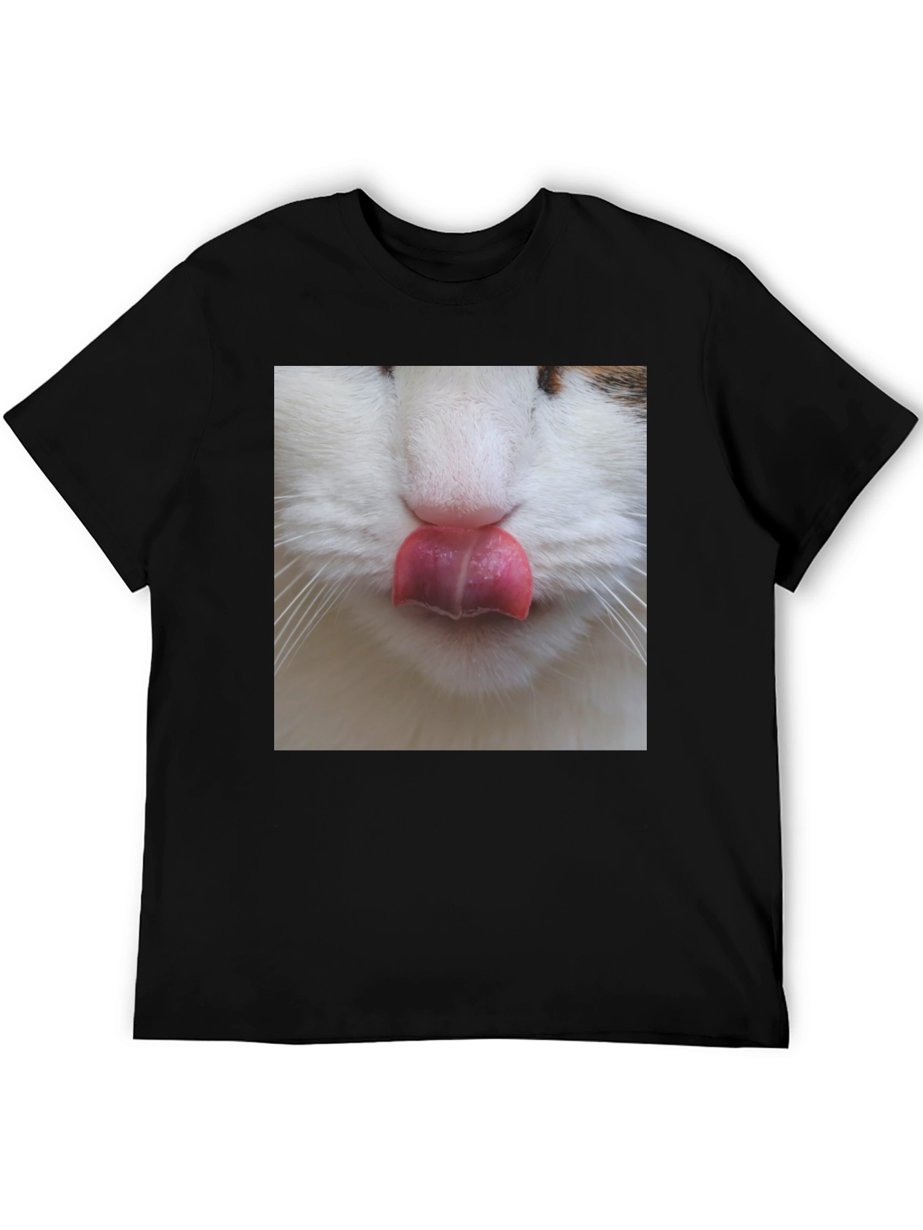 Black Funny Cat Tongue T-Shirt - Black Graphic Tee view 5