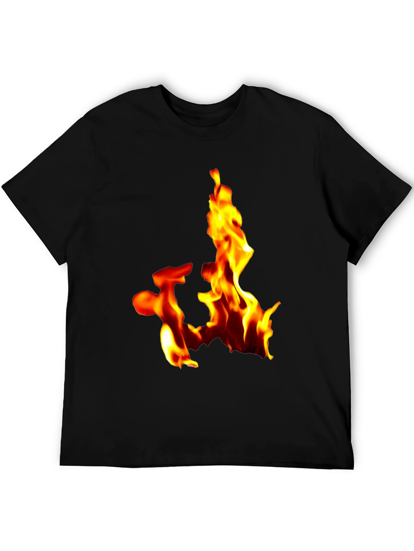 Black Fiery Flames Graphic Tee - Bold Black T-Shirt view 5