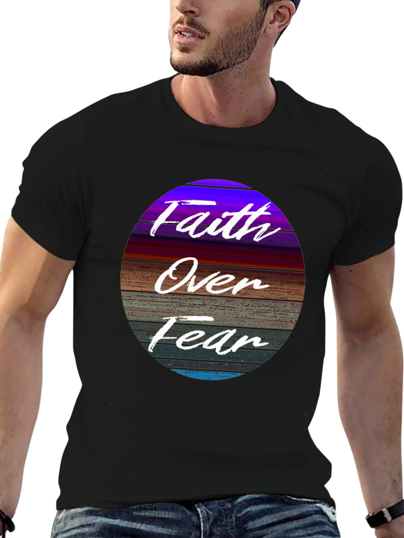 Black Faith Over Fear Graphic Tee view 6